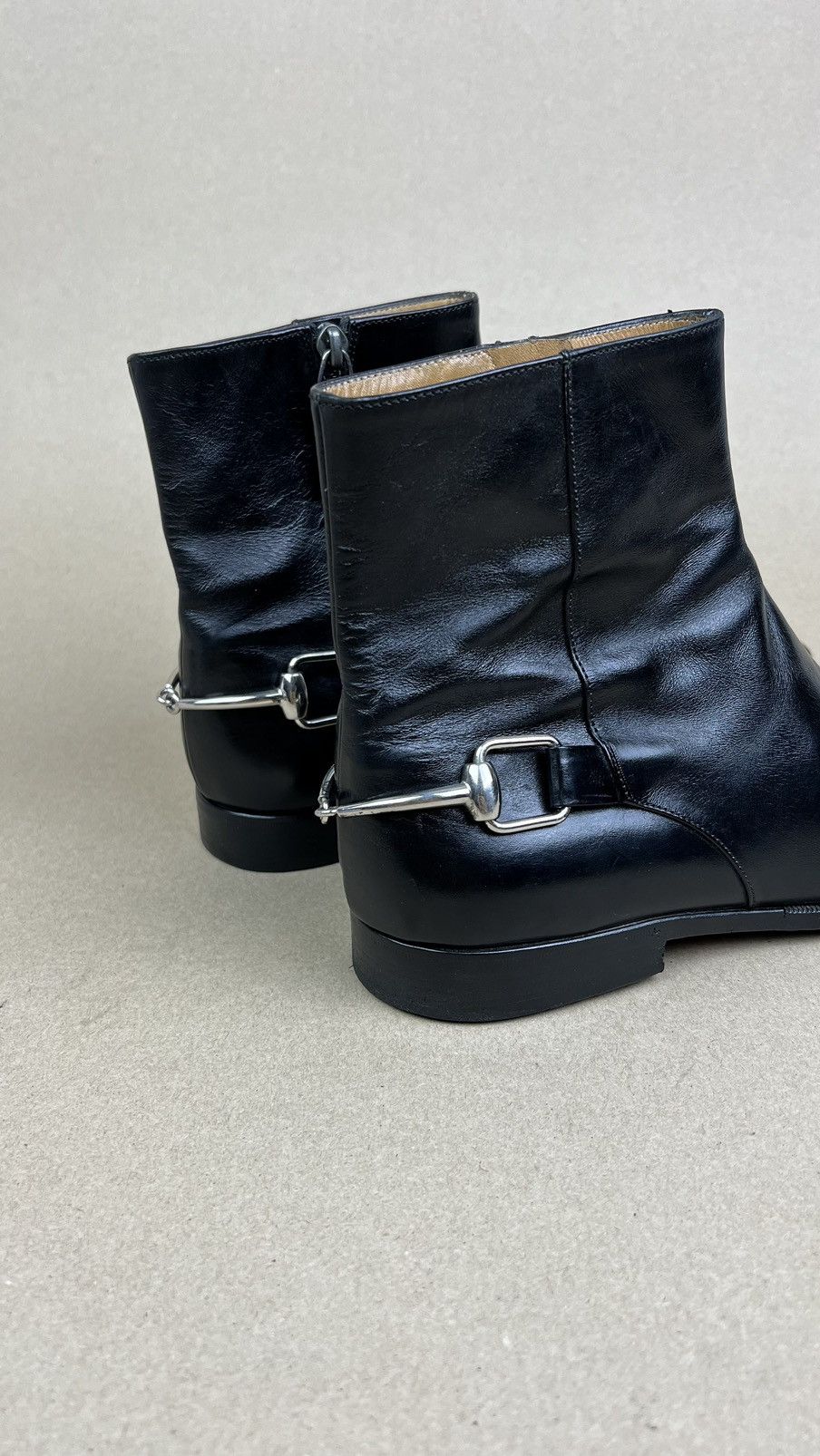 Gucci GUCCI Boots Ankle Leather Shoes HORSEBIT Side Zip Black Mens Size US 6.5 / EU 39-40 - 14 Thumbnail