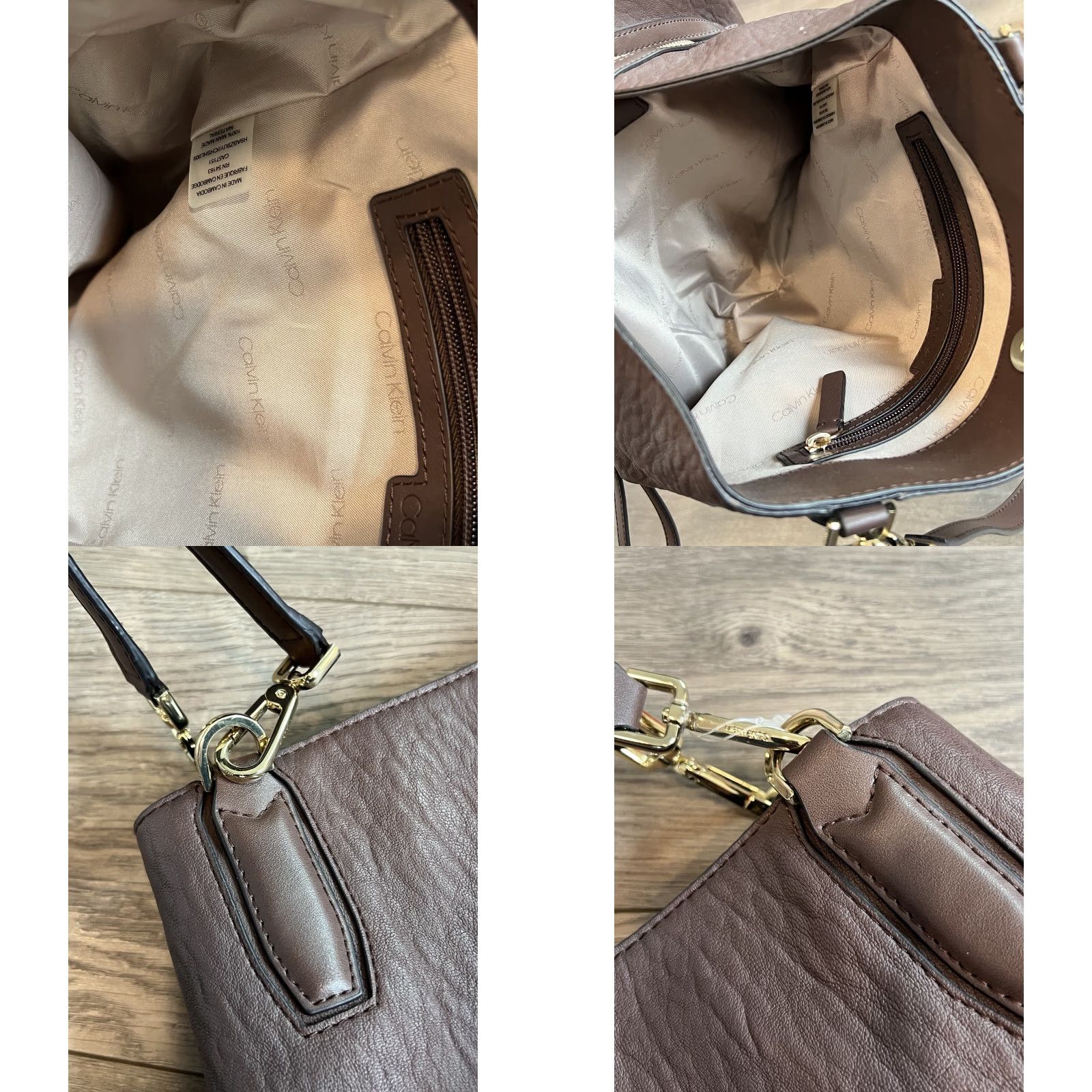 Calvin Klein CALVIN KLEIN VINTAGE Shoulder Tote Bag Faux Leather Brown One Size Business Casual Womens Size ONE SIZE - 8 Thumbnail