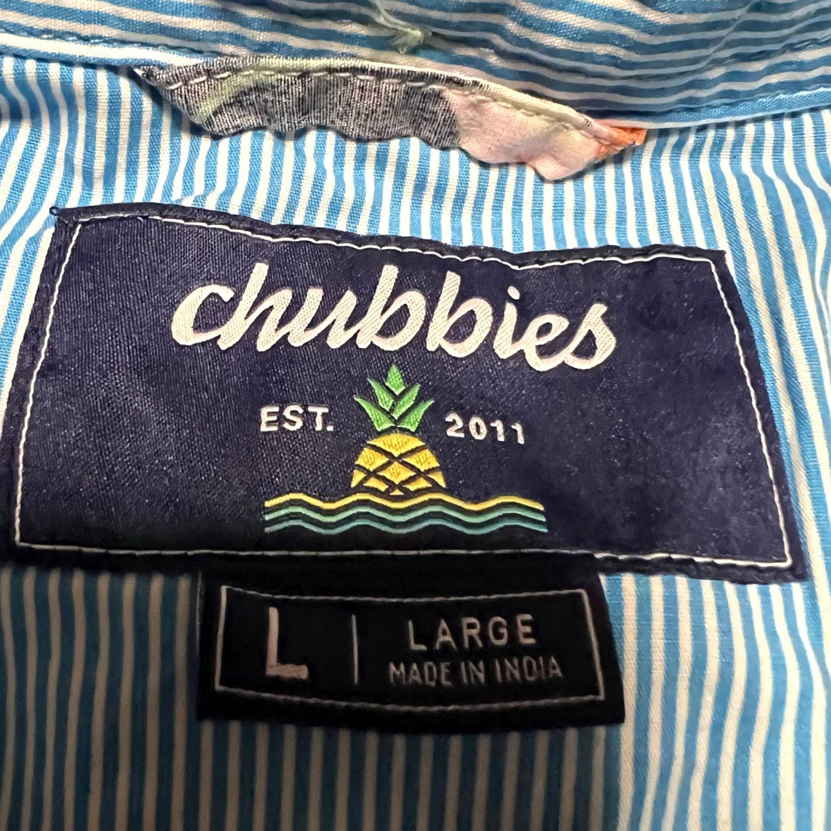 Chubbies Chubbies Shirt Mens Large Hawaiian Floral Inside Out Print Casual Button Down Shirt L Blue Mens Size US L / EU 52-54 / 3 - 6 Thumbnail