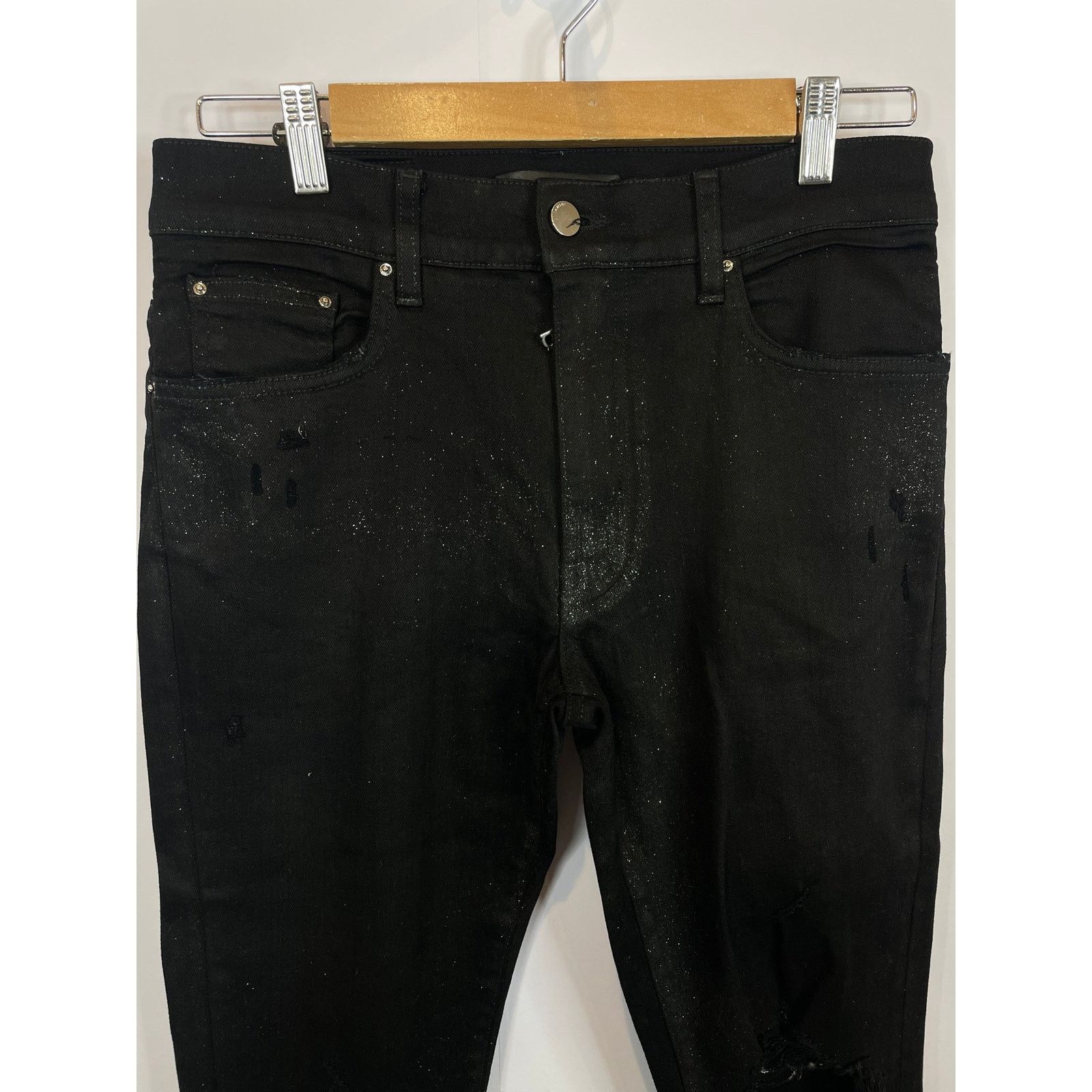 Amiri Amiri Jeans Black Glitter Thrasher Used 31 Size US 31 - 2 Thumbnail