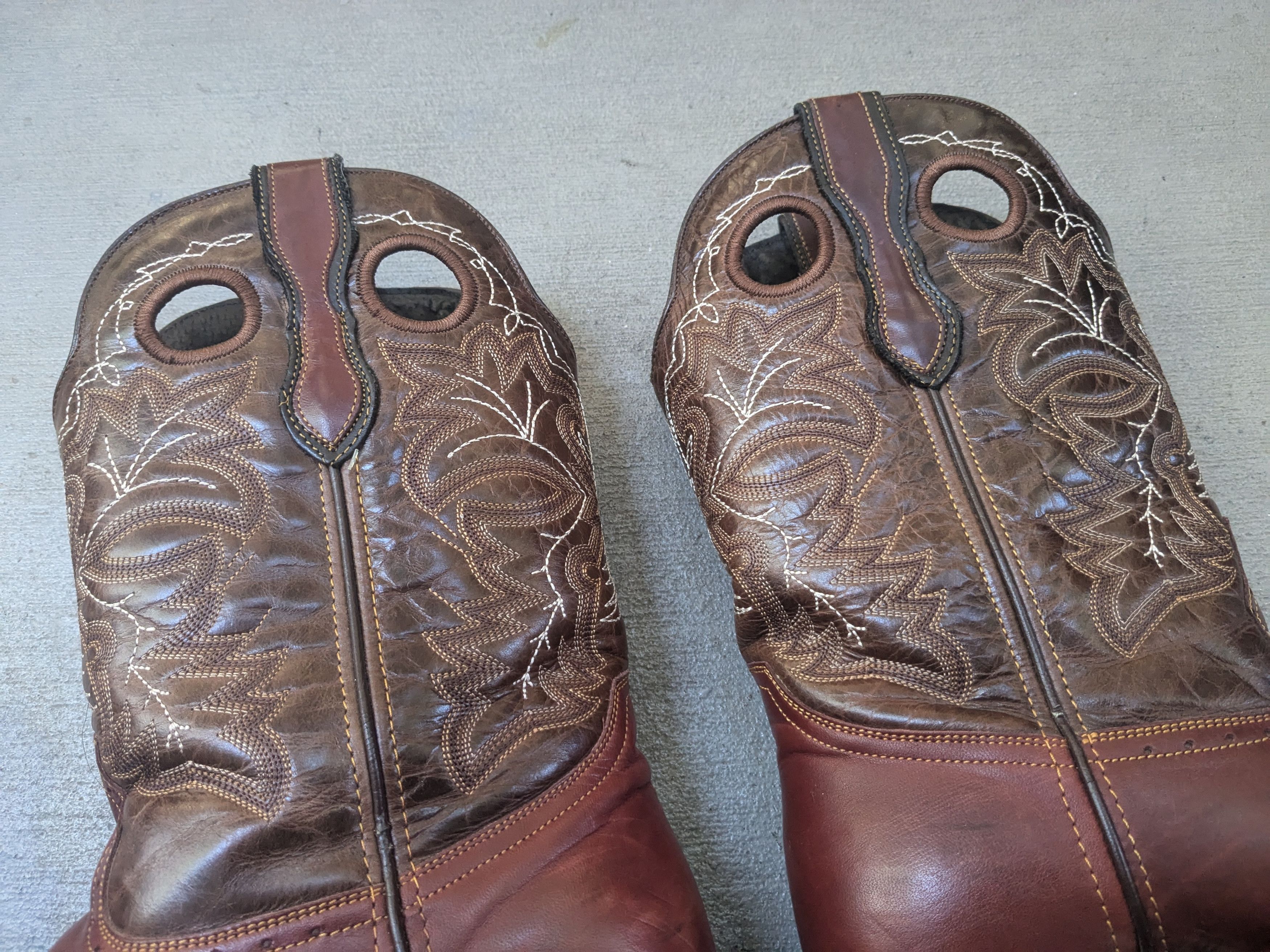 Genuine Leather Denver Cowboy Boots Brown Leather Black 11 Square Toe Rubber Size US 11 / EU 44 - 10 Thumbnail
