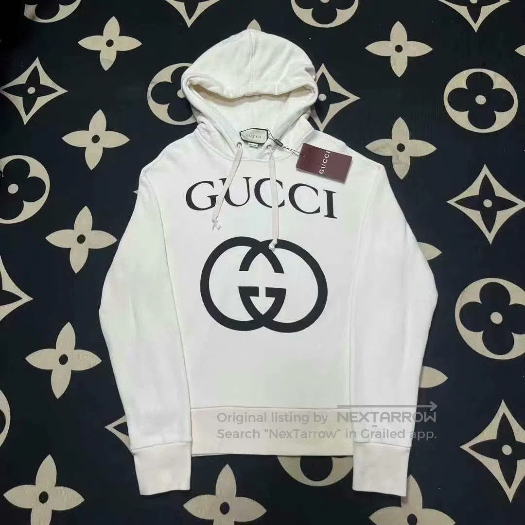 gucci beige double g logo sweatshirt hoodie.