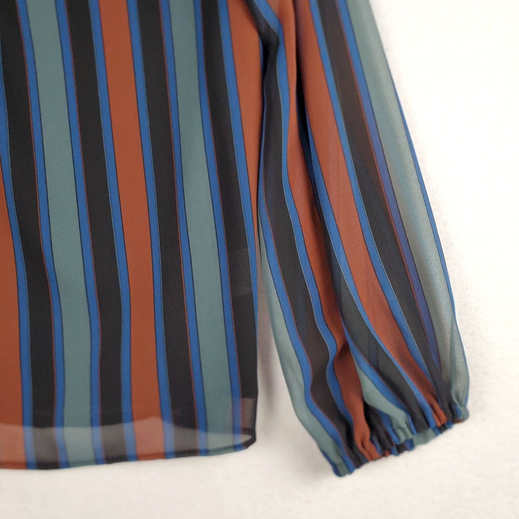 Madewell Madewell Blouse Womens Small Blue Striped Polyester Flowy Lined V-Neck Pullover Size S / US 4 / IT 40 - 5 Thumbnail