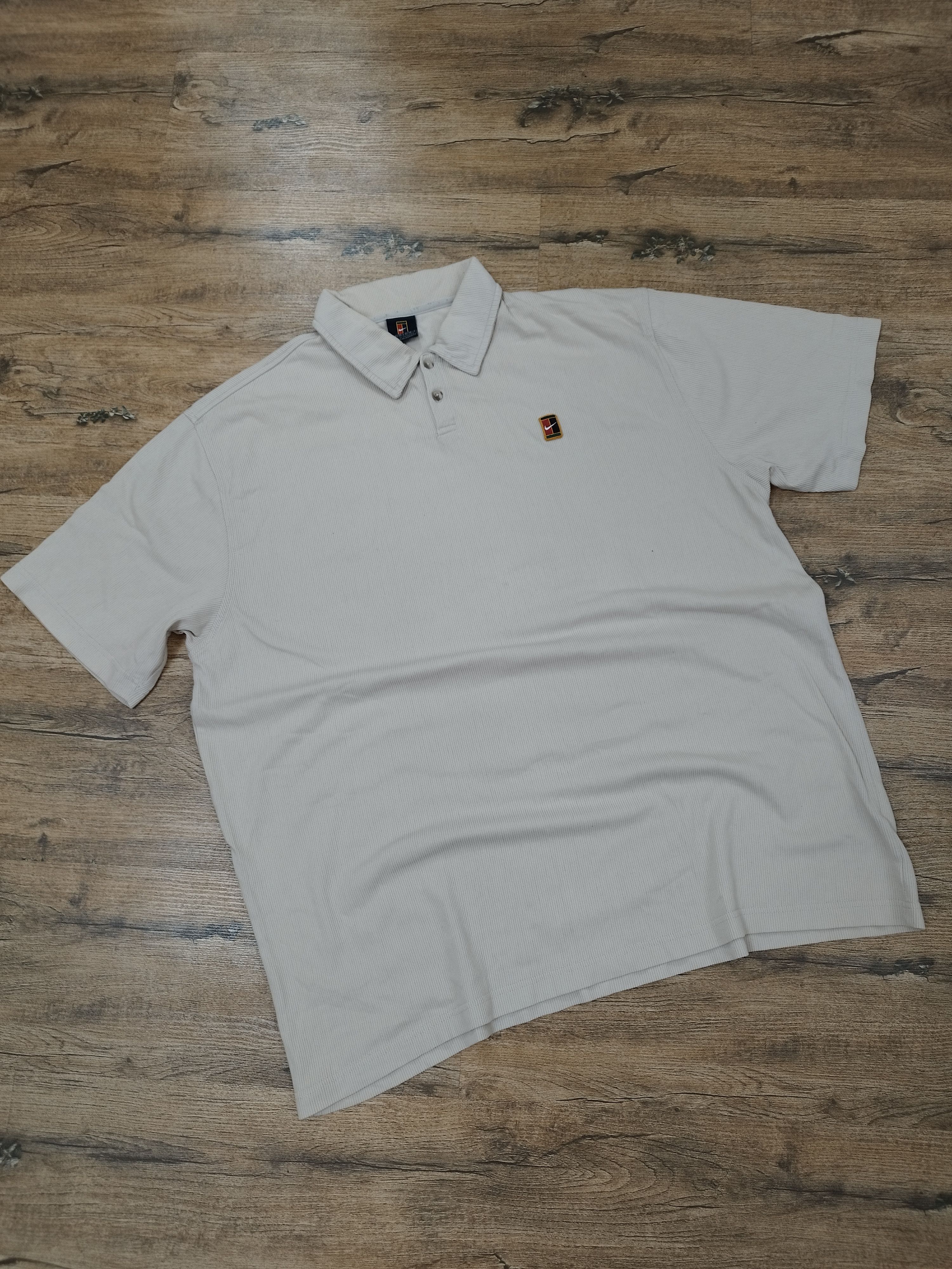 Nike Vintage Y2k Nike Court Textured Polo Shirt Beige / Cream Size US XL / EU 56 / 4 - 2 Thumbnail