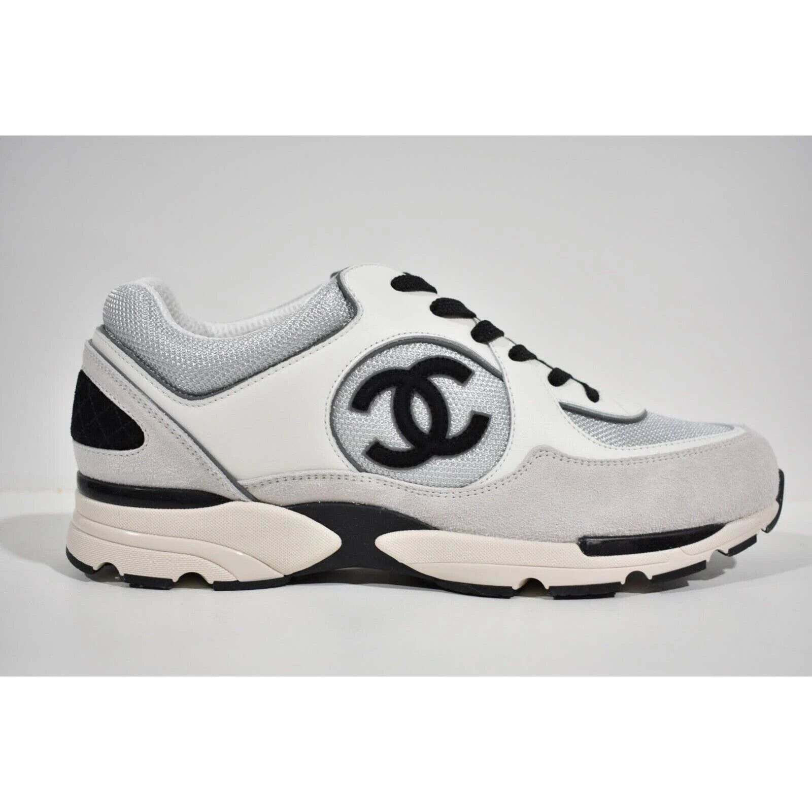 Chanel sneakers black white on sale