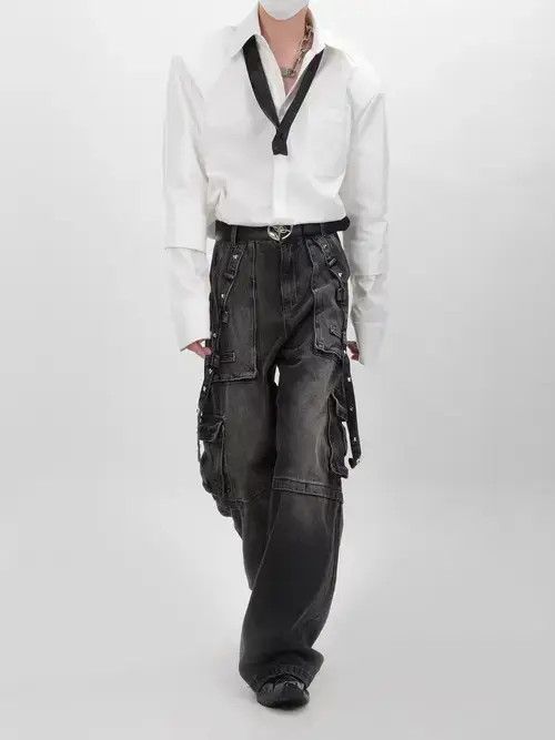 Other Retro deconstructed punk distressed style heavy-duty jeans Size US 32 / EU 48 - 3 Thumbnail