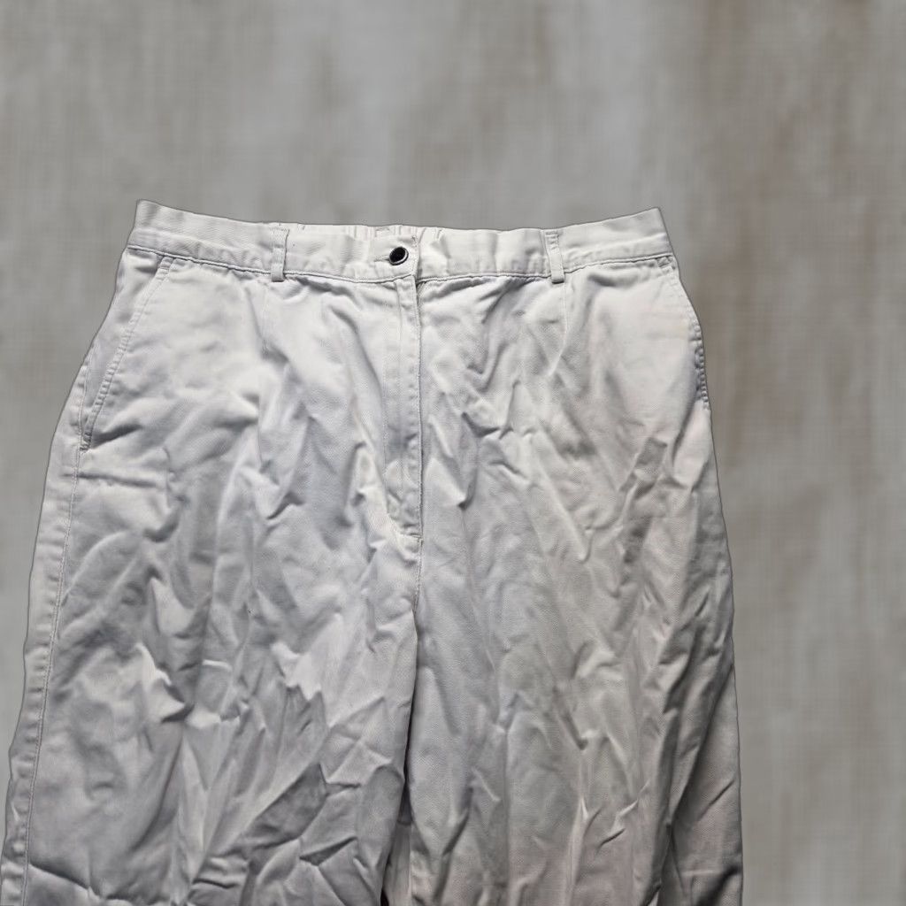 Vintage L.L. Bean Original Fit Stright Pants Cream Women's Size 16 Chin o Pants Ivory Cotton Canvas Classic Regular Fashion Womens Size 38" / US 16 / IT 52 - 1 Thumbnail