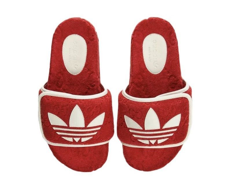 Adidas × Gucci X ADIDAS Terry Cloth GG Mens Platform Sandals in red Size US 12 / EU 45 - 1 Thumbnail