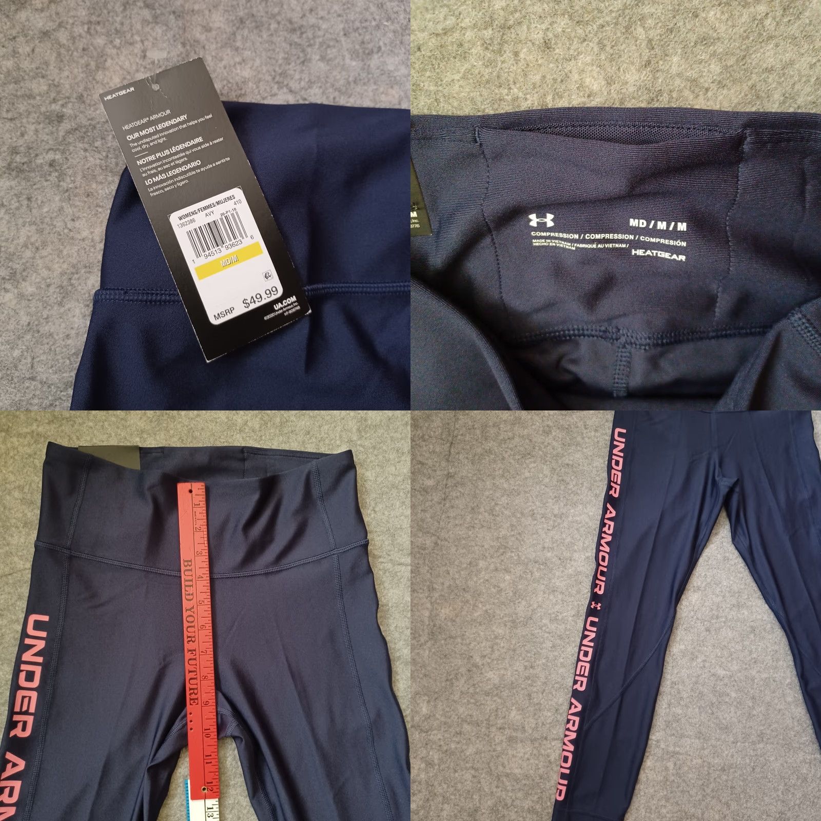 Under Armour Under Armour Womens Leggings M Blue High Rise Ankle Crop Compression NWT 27 in Inseam 24 in Capri Logo Breathable Stretch Easy Care Size 32" / US 10 / IT 46 - 8 Thumbnail