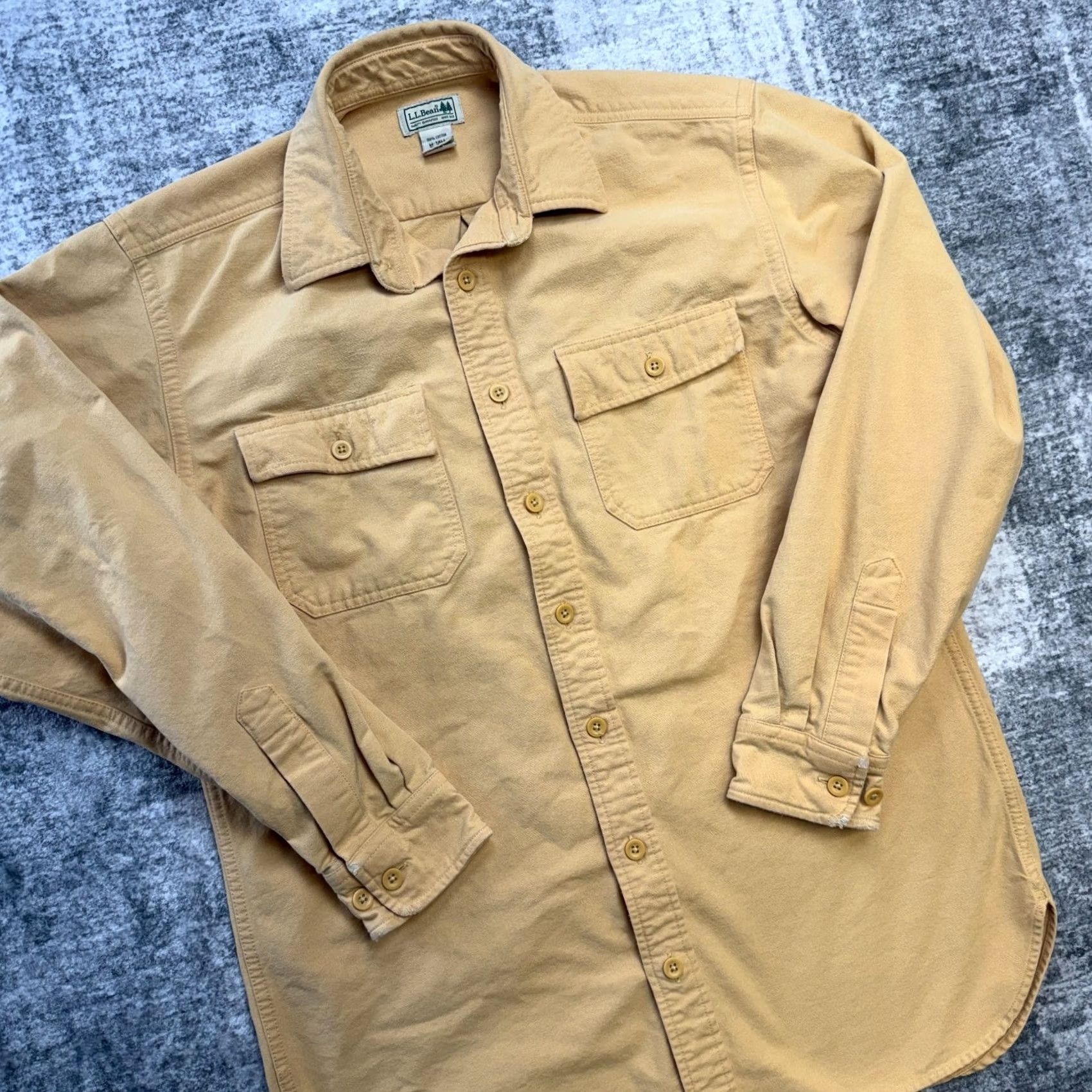 Vintage L.L.Bean Shirt Mens MT Yellow Flannel Heavyweight Cotton Button-Up Chore Workwear Casual Size US M / EU 48-50 / 2 - 2 Thumbnail