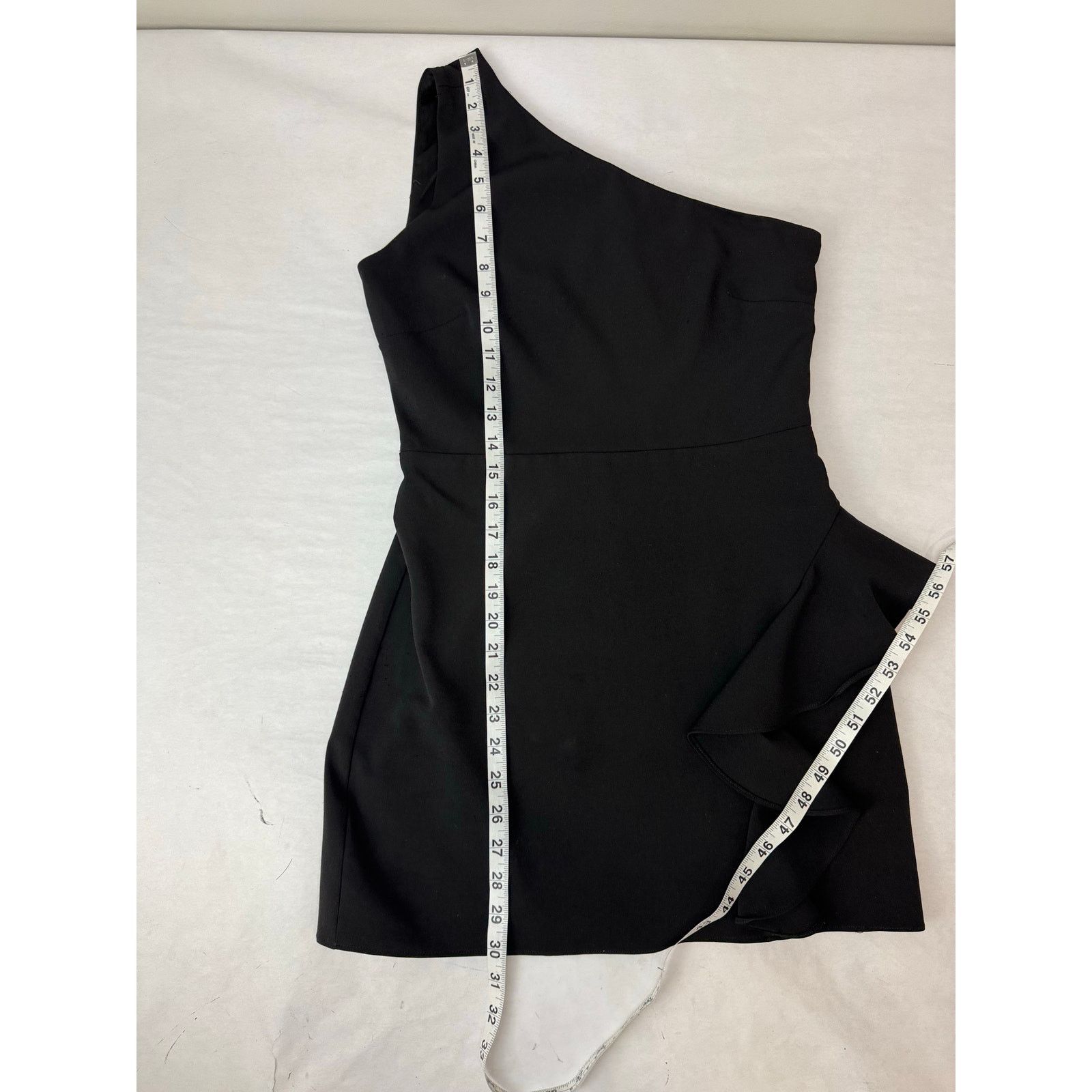 Other Lovers + Friends Black One Shoulder Ruffle Mini Dress Small Size S / US 4 / IT 40 - 6 Thumbnail