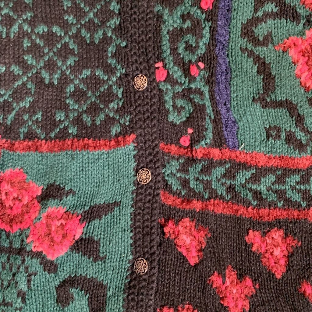 Northern Isles Vintage Northern Isles Hand-Knitted Floral Cardigan Sweater Size M / US 6-8 / IT 42-44 - 11 Thumbnail