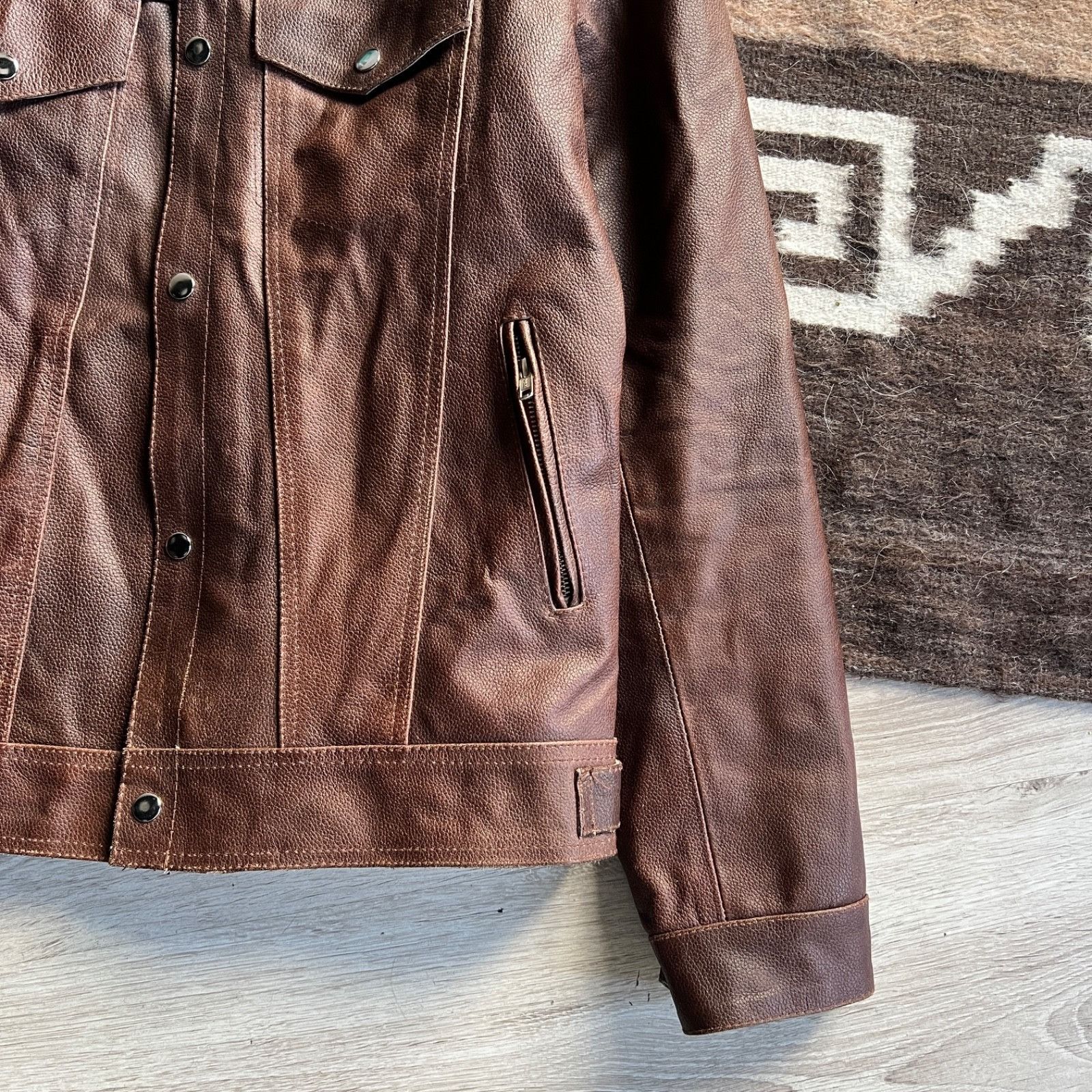 Leather Vintage Real Leather Trucker Jacket 9773AC Size US M / EU 48-50 / 2 - 8 Thumbnail