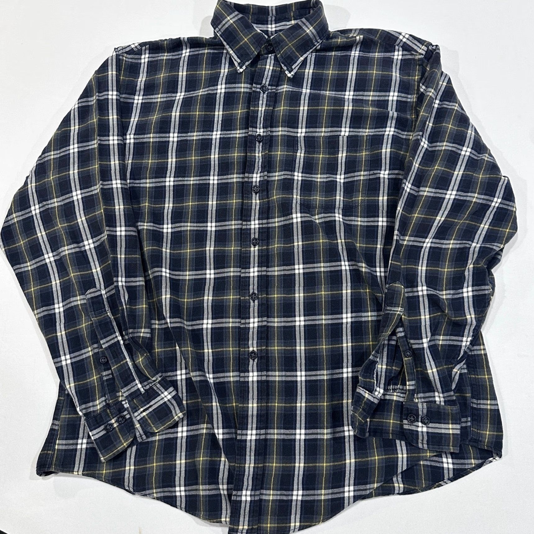 Brooks Brothers Brooks Brothers Flannel Shirt Men L Blue Yellow Plaid Button-Up Cotton Vintage: No (Frayed Note: Hole) Size US L / EU 52-54 / 3 - 2 Thumbnail