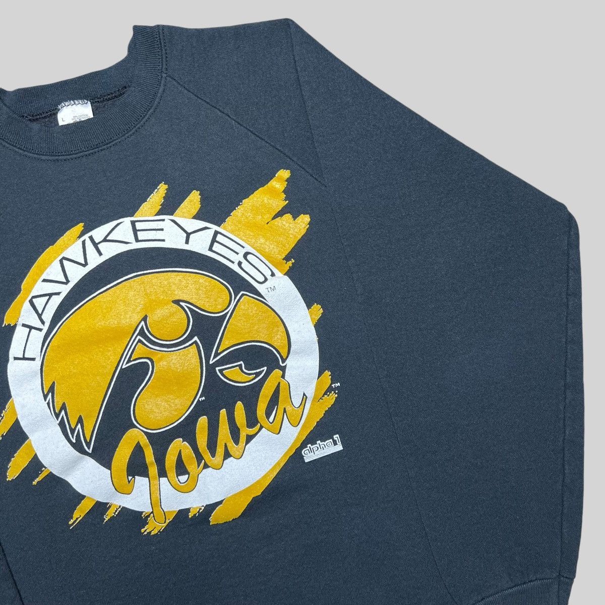NCAA × Vintage Vtg 90s NCAA Iowa Hawkeyes 3D Spell Out Alpha 1 Sweatshirt Size US L / EU 52-54 / 3 - 16 Thumbnail