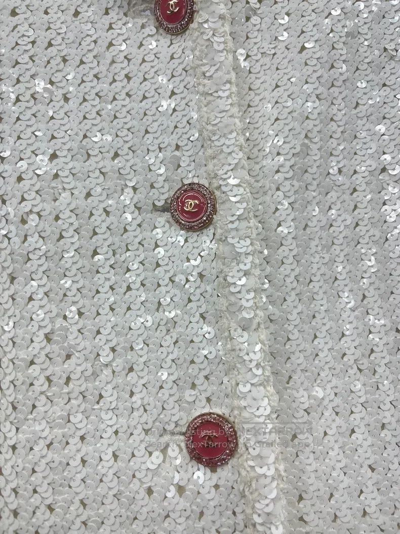 Chanel Chanel 22S white sequined beaded heavy industry jacket Size XXS / US 00 / IT 34 - 2 Thumbnail