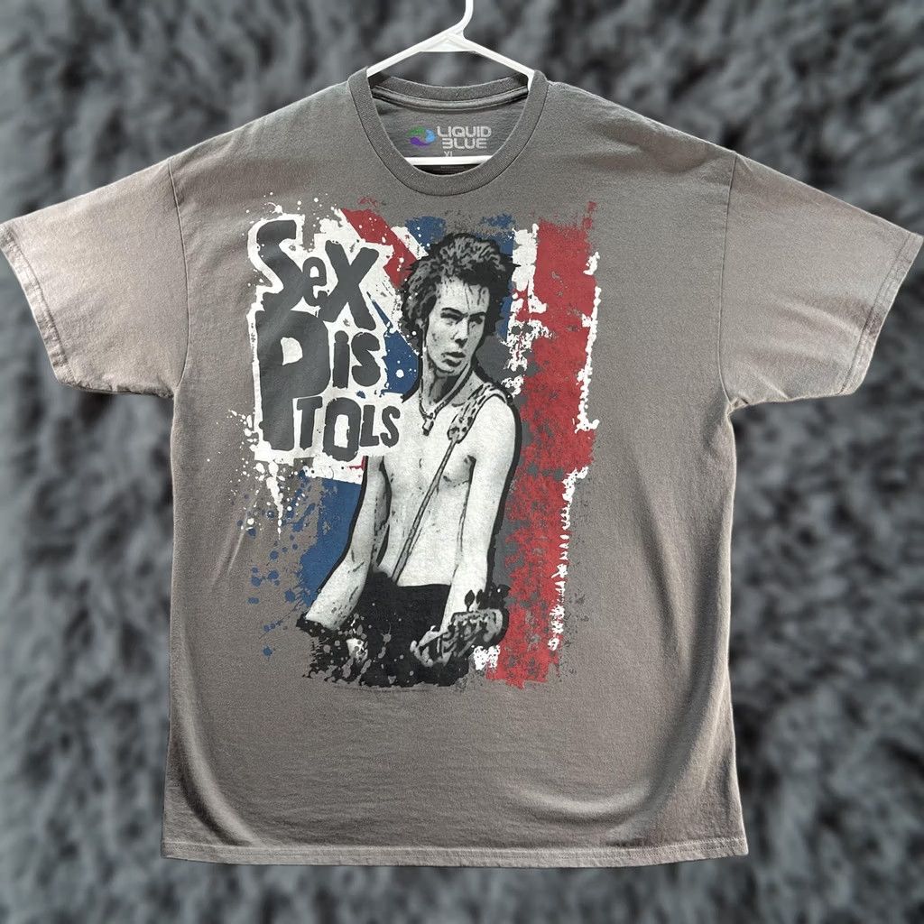 Liquid Blue Sex Pistols Shirt Mens XL Gray Graphic T-Shirt Liquid Blue Punk Rock Crewneck Short Sleeve Preshrunk Cotton Size US XL / EU 56 / 4 - 1 Thumbnail