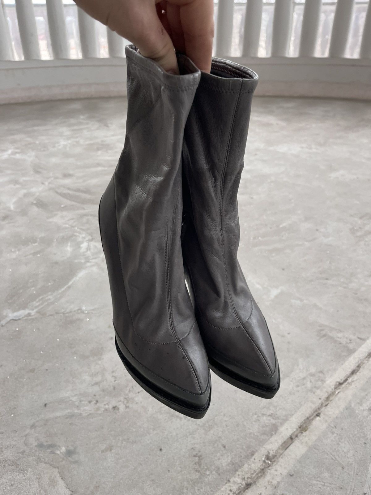 Gucci Rare Gucci Wimbledon Grey Leather Platform Ankle Heels Boots Size US 8.5 / IT 38.5 - 20 Thumbnail
