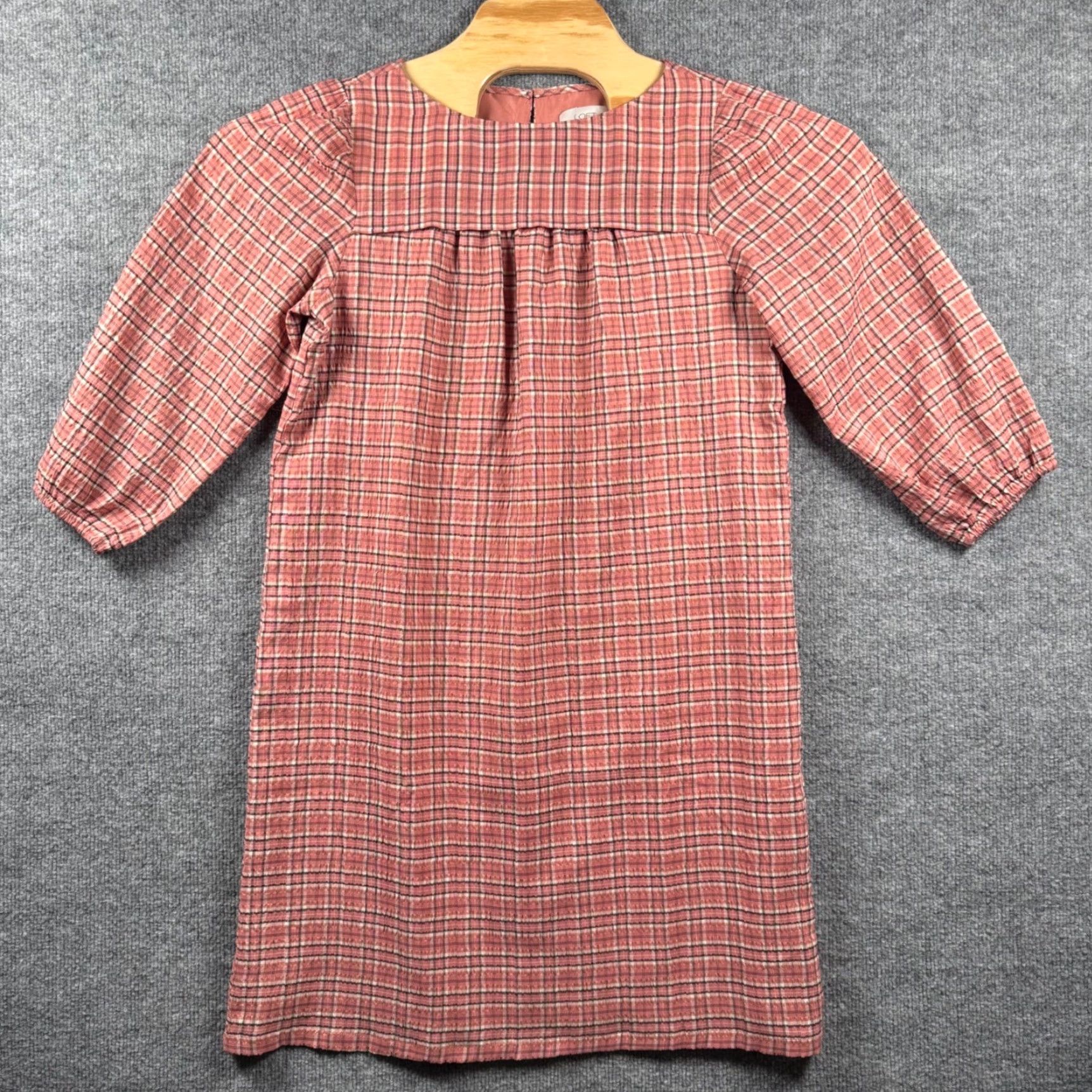 Loft Loft Plaid Seersucker Shift Dress 3/4 Sleeve Lined Pink Small Womens Vintage? No (adjust to non-vintage) Size S / US 4 / IT 40 - 2 Thumbnail