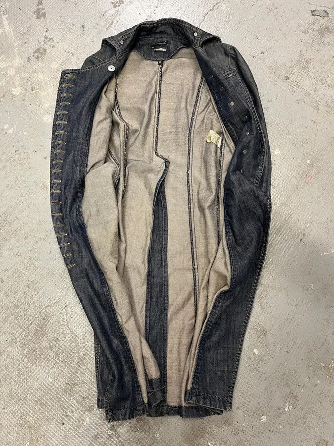 Vintage FW2002 Plein Sud Asymmetrical Buttoned Long Denim Jacket Size M / US 6-8 / IT 42-44 - 6 Thumbnail