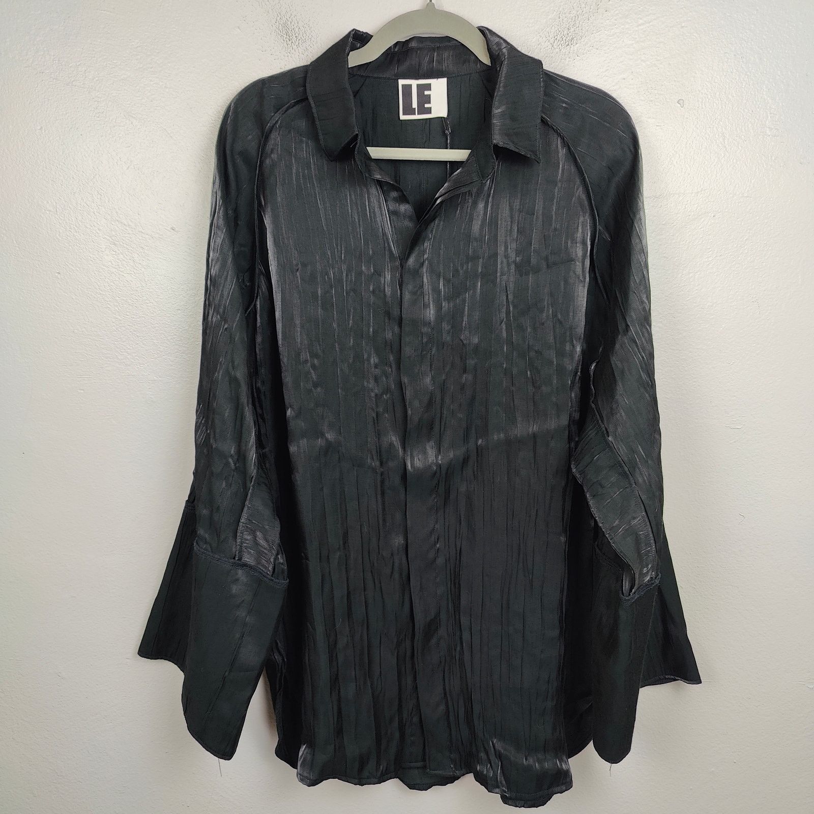 Other Local European Satin Oversized Top Womens Small Black Size S / US 4 / IT 40 - 1 Thumbnail