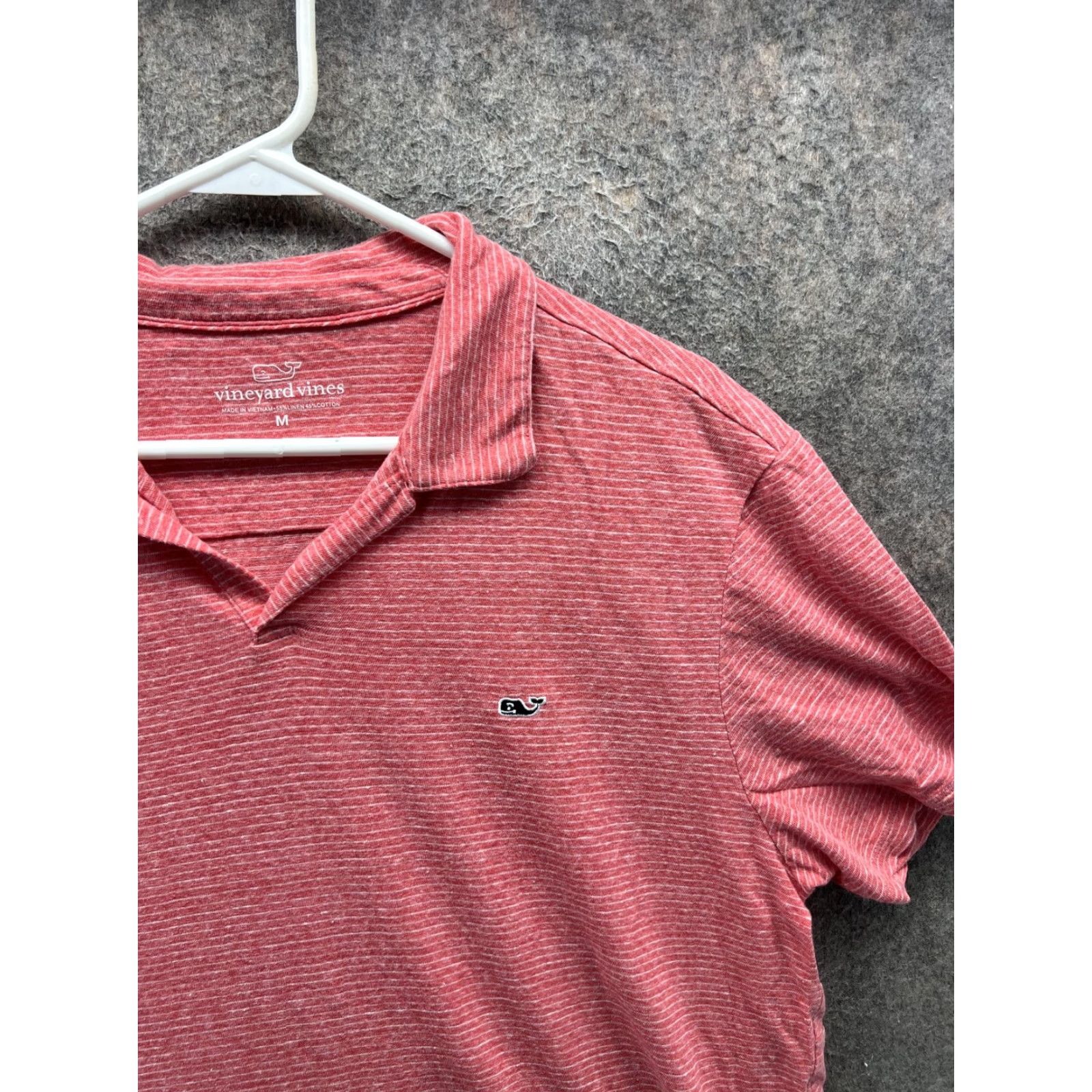 Vineyard Vines VINTAGE Vineyard Vines Polo Shirt Mens M Red Stripe Linen Cotton Casual Whale Logo Size US M / EU 48-50 / 2 - 7 Thumbnail