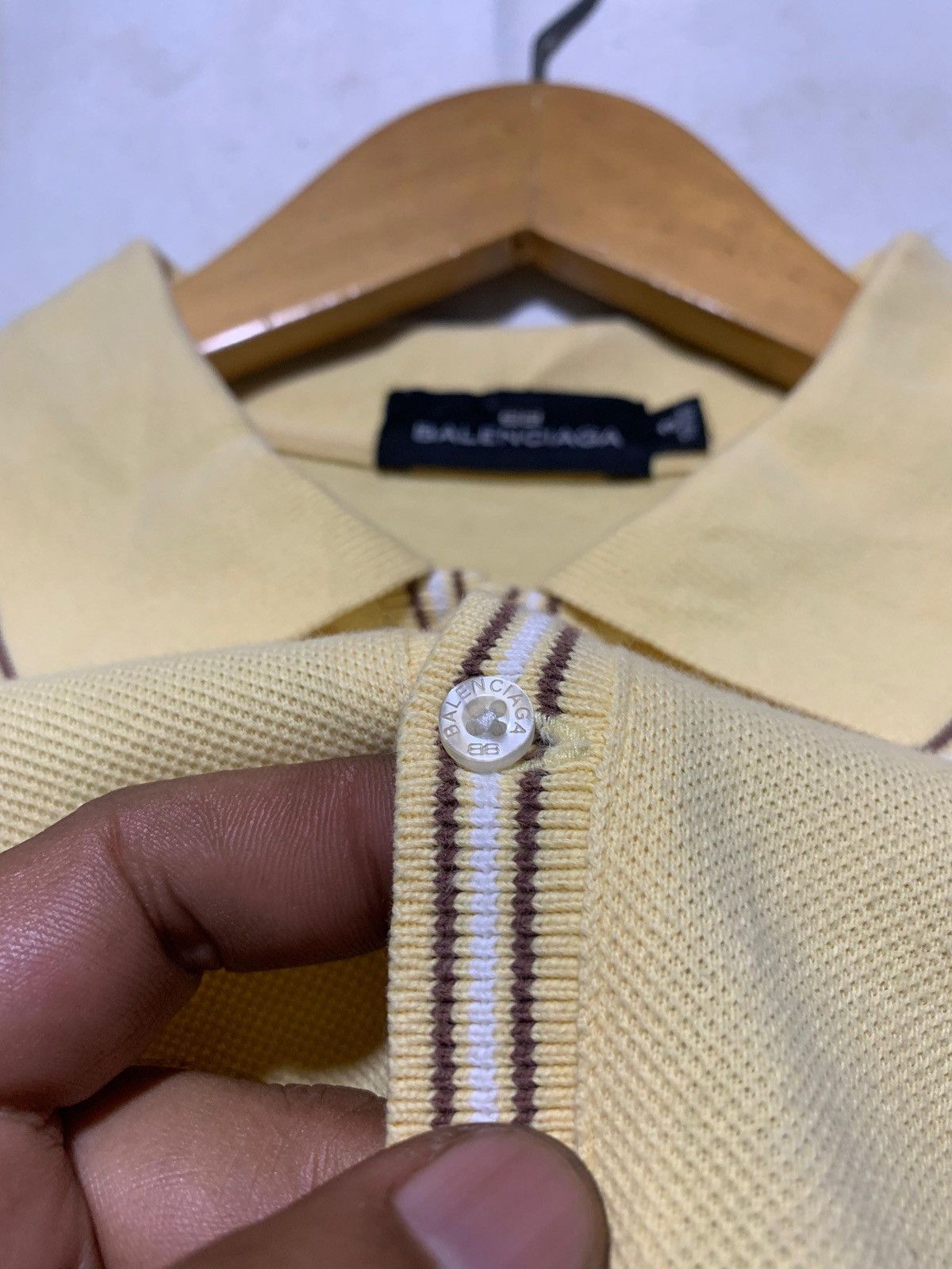 Balenciaga Vintage Balenciaga striped collar polo shirt Size US M / EU 48-50 / 2 - 4 Thumbnail