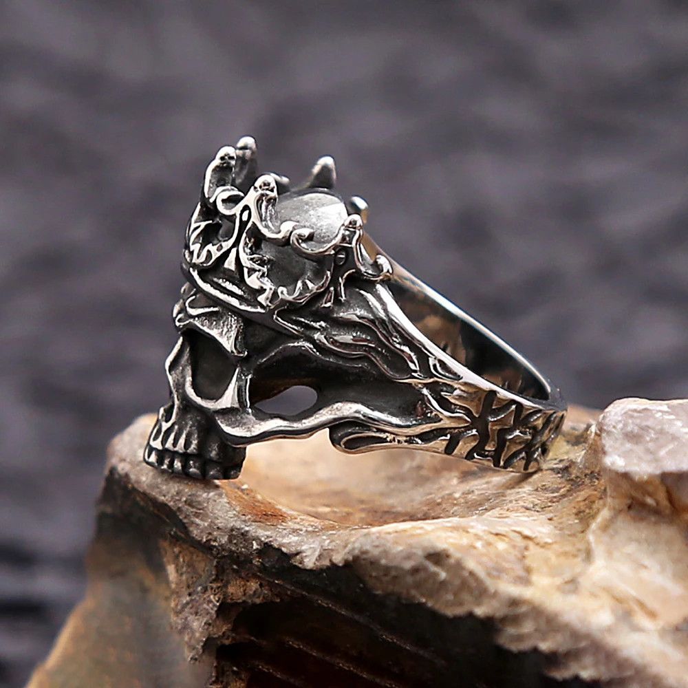 Japanese Brand × Jewelry × Vintage Crown Calvarium Skull Ring Size ONE SIZE - 5 Thumbnail