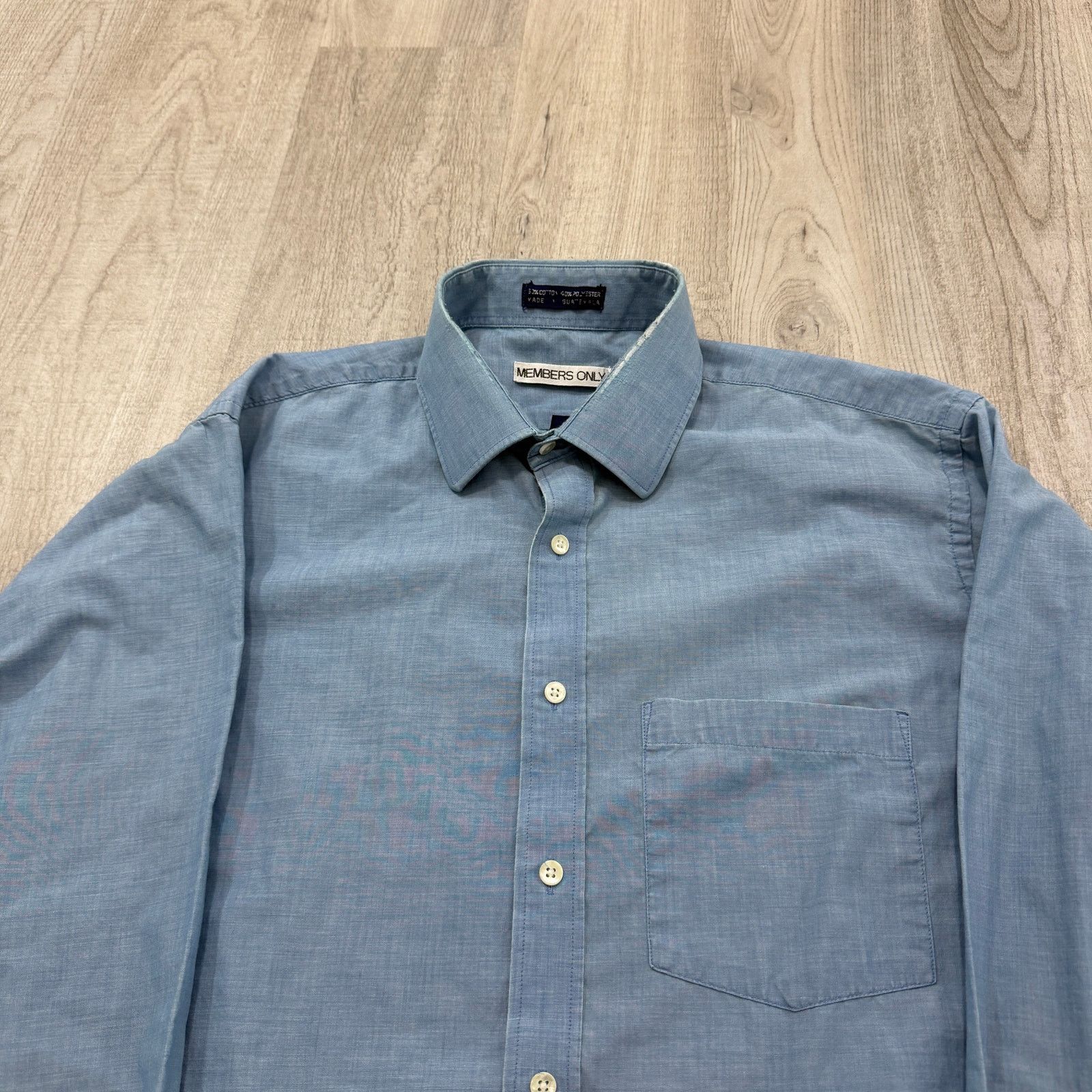 Vintage Vintage Members Only Chambray Button Shirt 16 Large Blue 70s Size US L / EU 52-54 / 3 - 4 Thumbnail