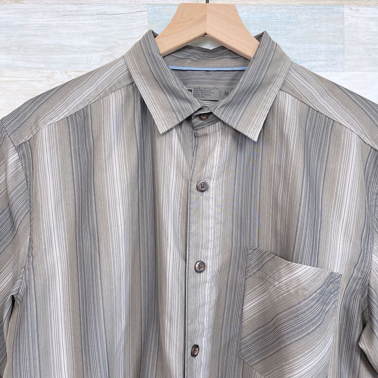 Rei REI Short Sleeve Hiking Shirt Brown Striped Quick Dry Mens M Size US M / EU 48-50 / 2 - 2 Thumbnail