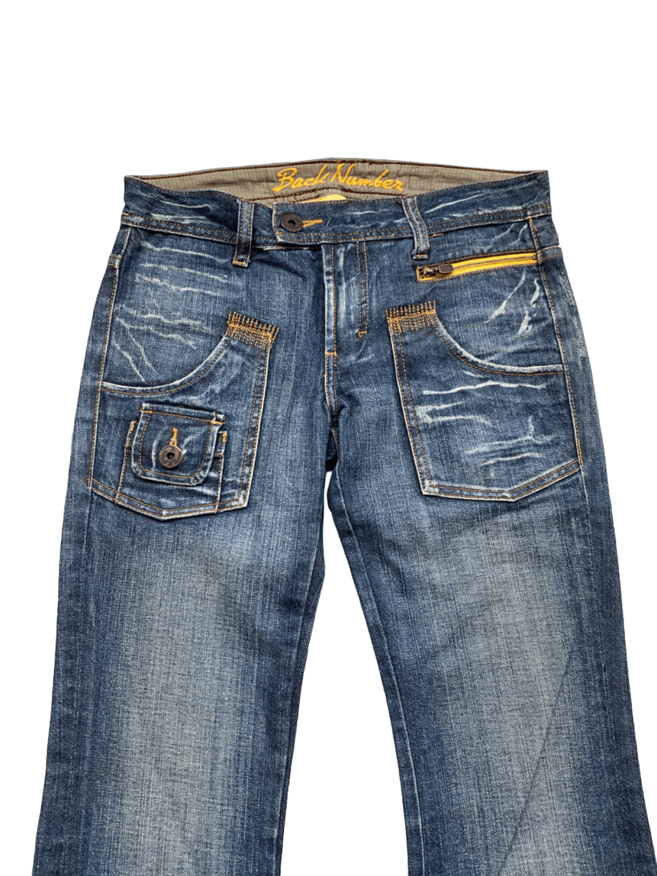 If Six Was Nine Flared Distressed Back Number Bush Pants Jeans Size 31" - 3 Thumbnail