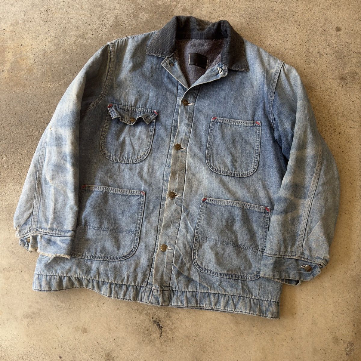 Vintage Sears Thrashed Faded Distressed Chore Coat ERD Grunge RRL Size US L / EU 52-54 / 3 - 2 Thumbnail