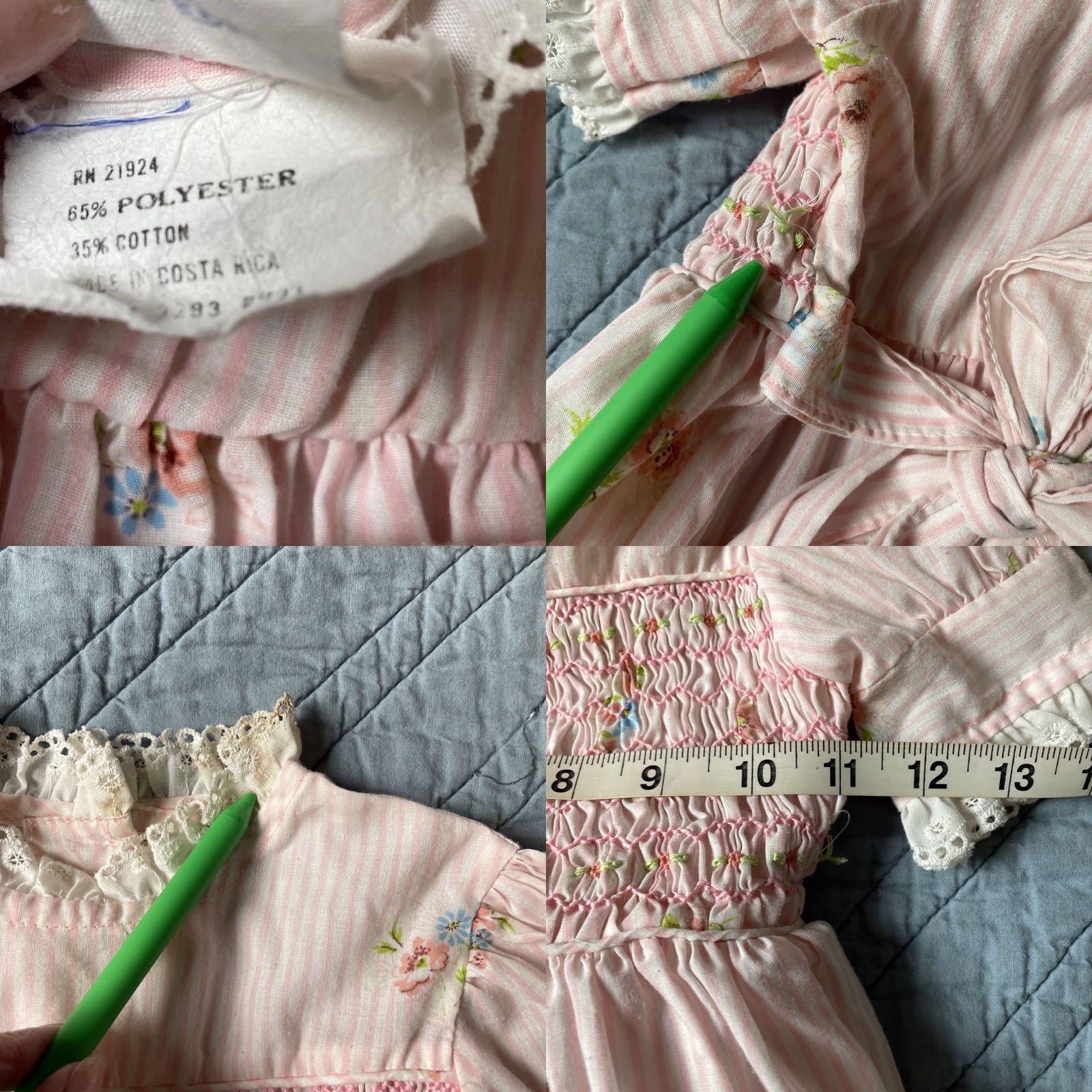 Annex VINTAGE Princess Anne Shirt? Dress Girls 4T Pink 1970s Hand Smocked Light Floral Size ONE SIZE - 8 Thumbnail
