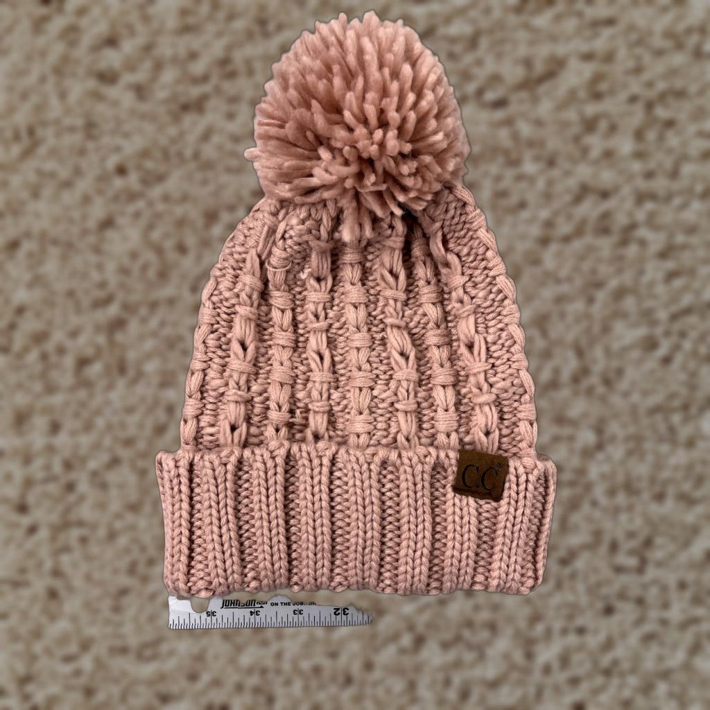Vintage C.C Exclusive Beanie Toque Womens One Size Pink Knit 100% Acrylic Winter Ski Pom Hat/Cap Adult Women Beanie Pink Ski 100% Acrylic Winter Size ONE SIZE - 1 Thumbnail