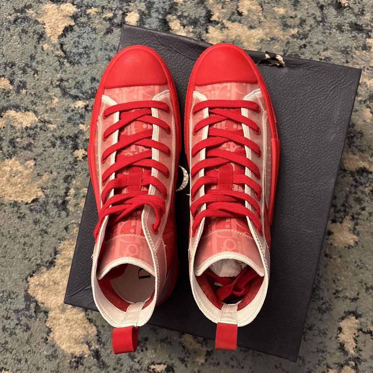 Dior Dior B23 Red Oblique High Top Sneaker Size 42 9US Brand New Size US 9 / EU 42 - 3 Thumbnail
