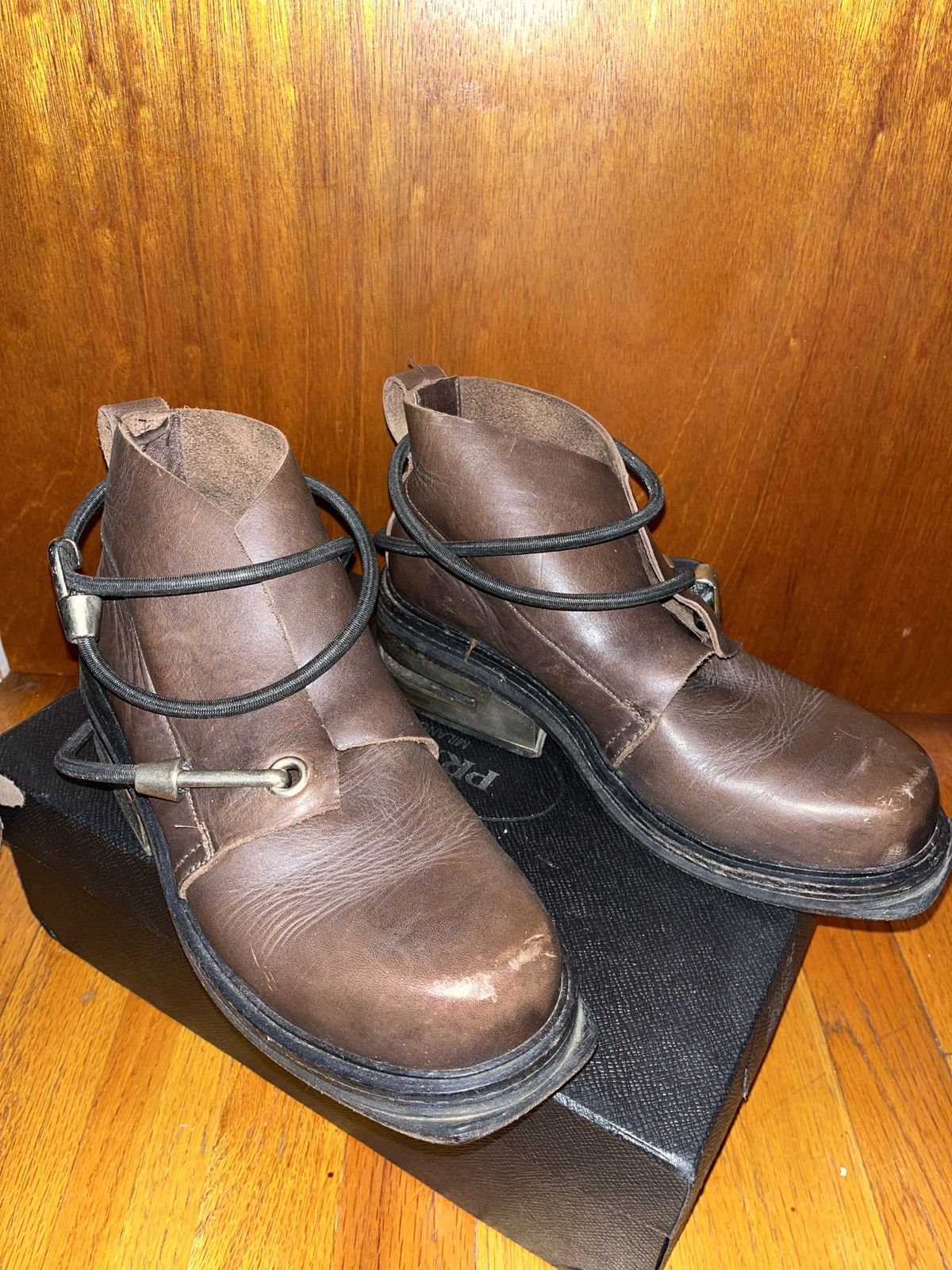 image of Dirk Bikkembergs Bungee Cord Brown Boots, Men's (Size 7)