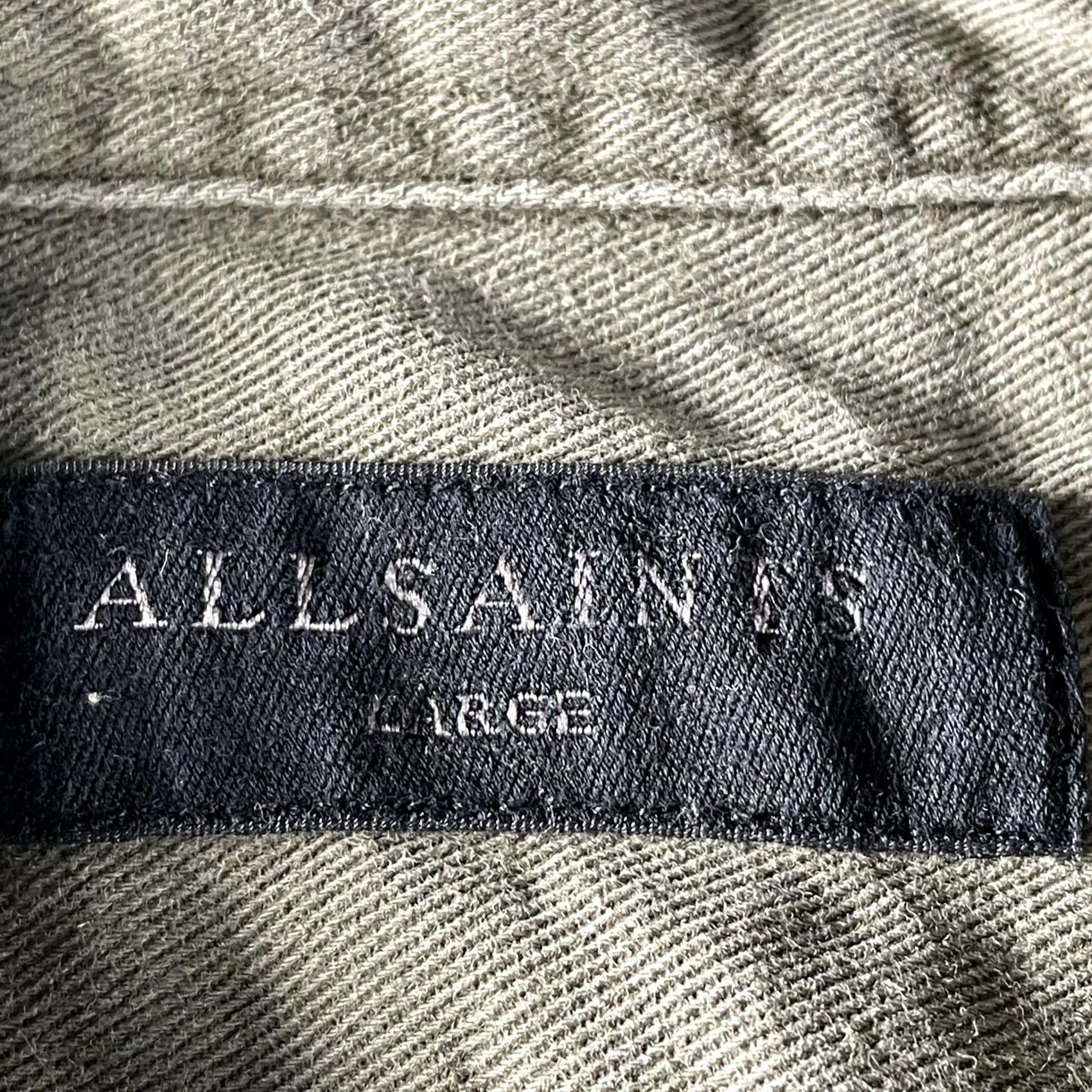 Allsaints AllSaints Spotter LS Shirt Mens Large Green Twill Button Up Utility Overshirt Size US L / EU 52-54 / 3 - 2 Thumbnail