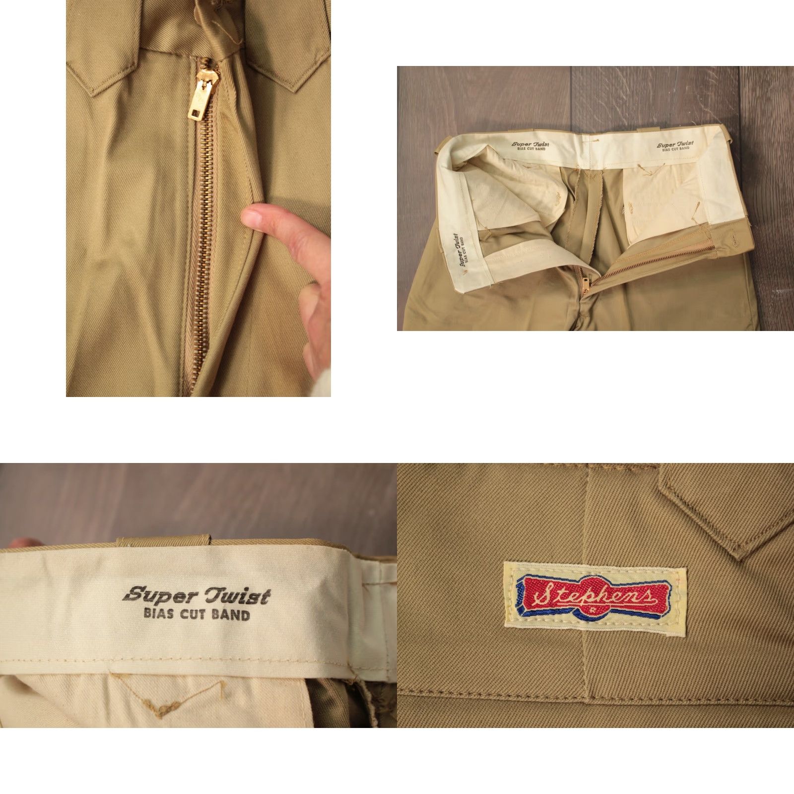 Vintage VINTAGE Mens Stephens Western Slacks 28x34 Dark Khaki 1960s Flare Leg Cotton Size US 28 / EU 44 - 8 Thumbnail