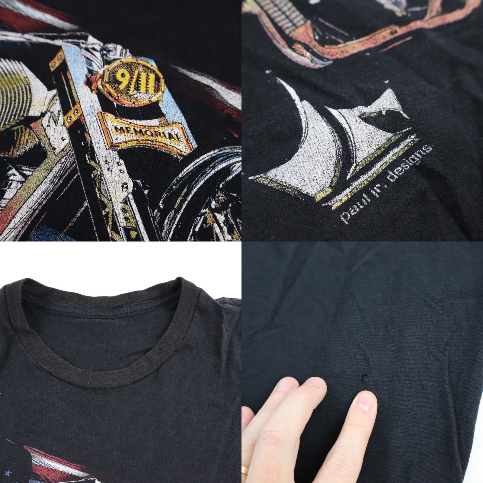 Gildan VINTAGE Paul Jr. Designs 911 Memorial Chopper Tee Mens S T-Shirt Black American Motorcycle 90s Harley-Davidson USA Made Choppers Vintage USA Mens S Size US S / EU 44-46 / 1 - 8 Thumbnail