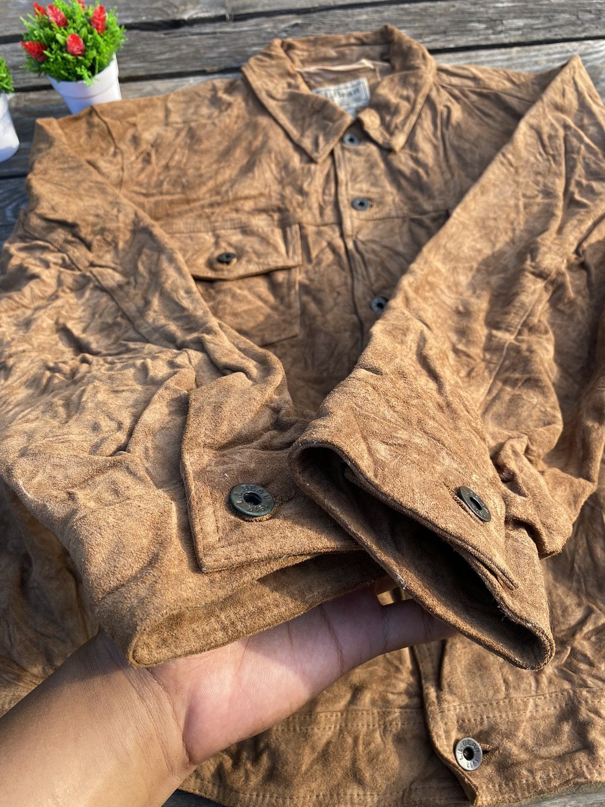 L.L Bean Suede Trucker Leather Jacket
