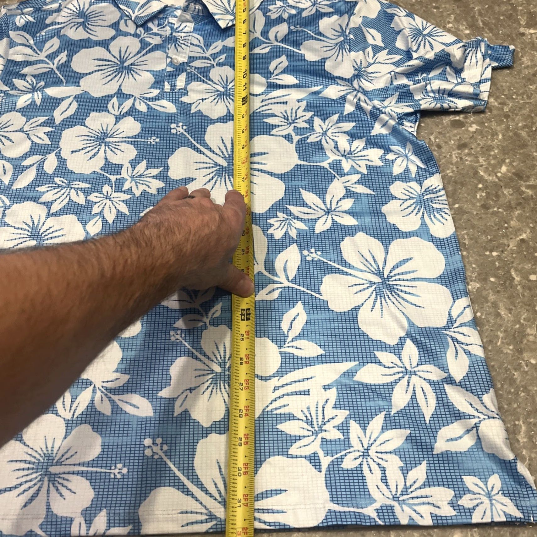 Vintage Yatta Golf Polo Shirt Mens L Blue Performance AOP Hawaiian Hibiscus Flower Shirt Polo Golf Size US L / EU 52-54 / 3 - 5 Thumbnail