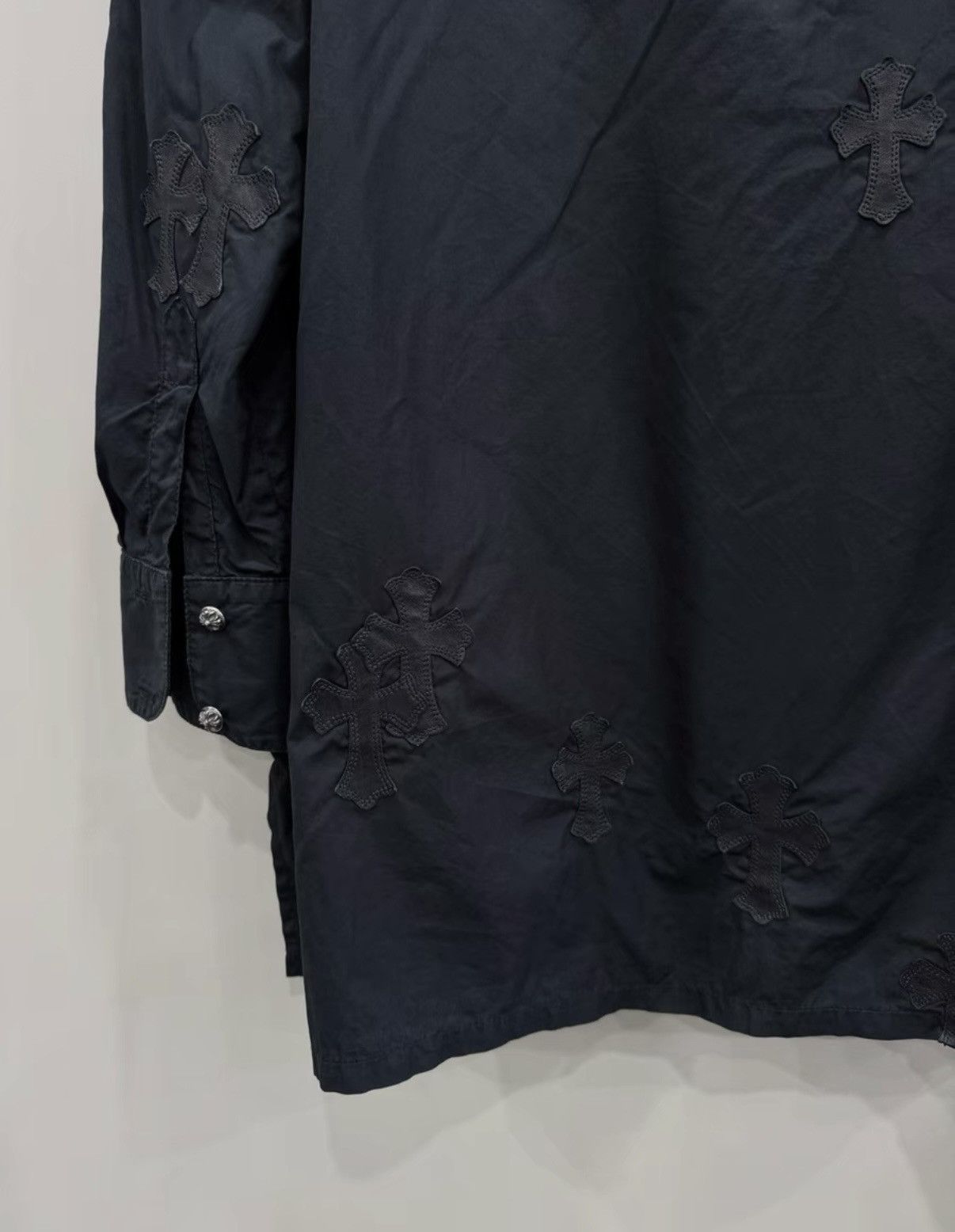 Chrome Hearts Chrome Hearts Full Cross Leather Patch Batwing Sleeve Shirt Size US S / EU 44-46 / 1 - 5 Thumbnail