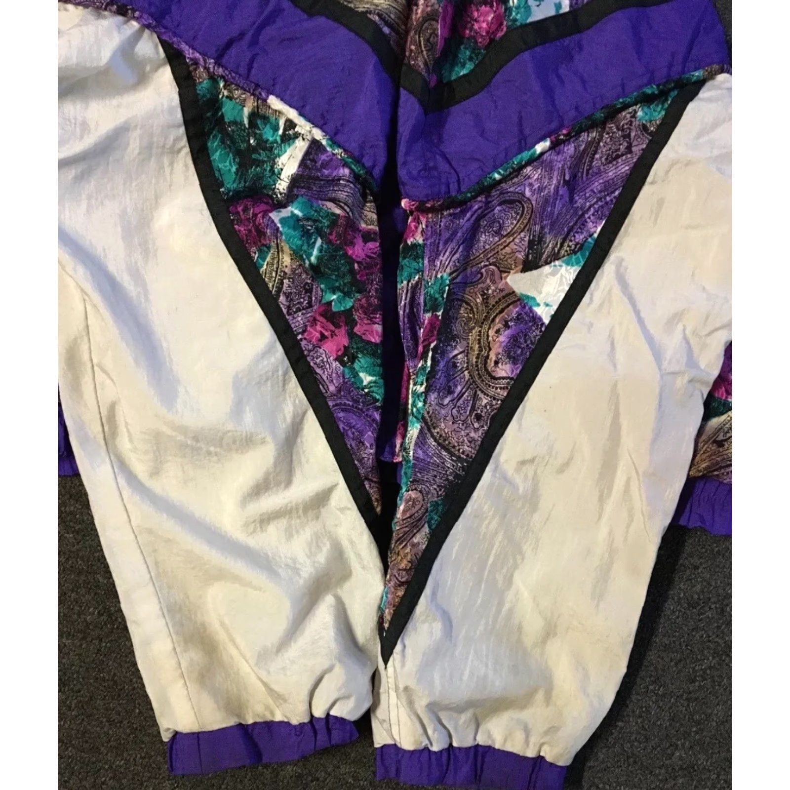 Vintage Vtg 80s Abstract Art Boxy Jacket L Purple Women Windbreaker 90s Vaporwave Picasso Grunge Ocean Surf Fashion Size L / US 10 / IT 46 - 3 Thumbnail