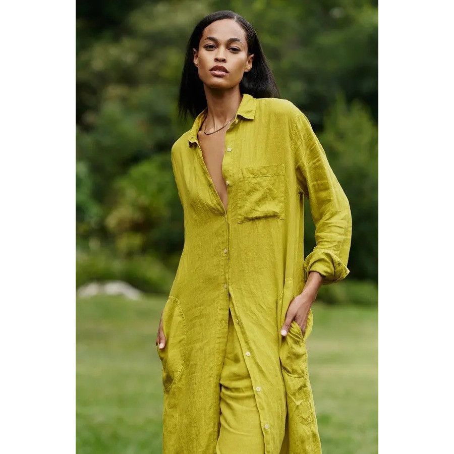 Velvet Velvet By Graham & Spencer Chartreuse Button-Down Midi Shirt Size XS / US 0-2 / IT 36-38 - 1 Thumbnail