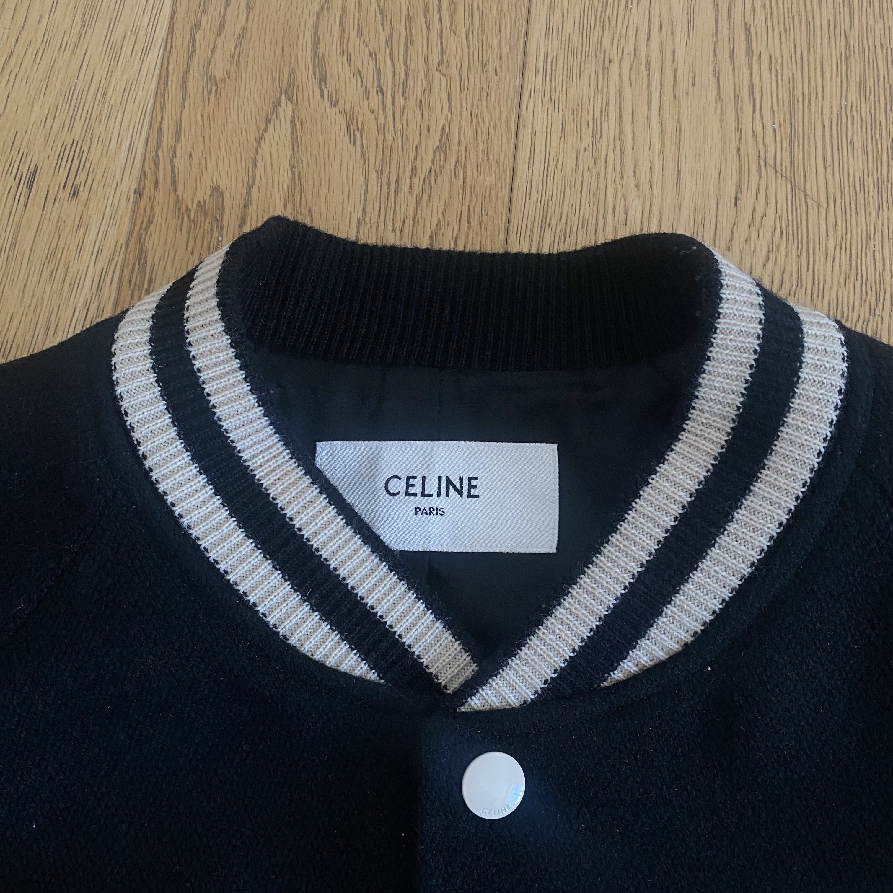 Celine Celine Teddy Jacket Black Textured Wool Varsity Prep 54 Size US L / EU 52-54 / 3 - 6 Thumbnail