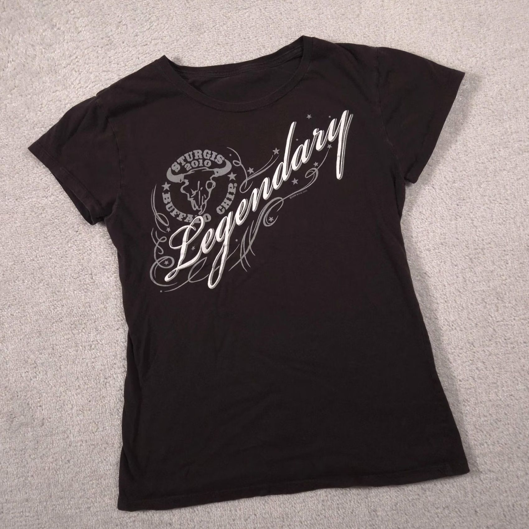 Vintage Sturgis Buffalo Chip Shirt Womens Small Black Legendary 2010 Motorcycle Tee Top Size S / US 4 / IT 40 - 3 Thumbnail