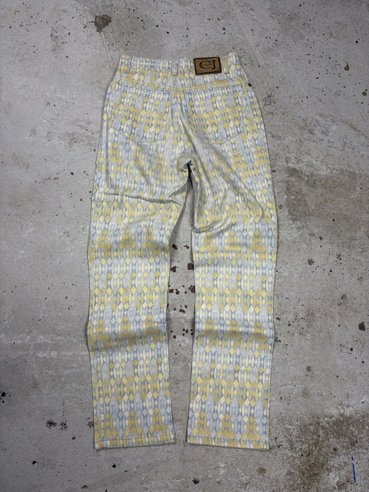 Roberto Cavalli Vintage 1990s Roberto Cavalli Jeans Geometric Abstract Size 24" / US 00 / IT 34 - 2 Thumbnail