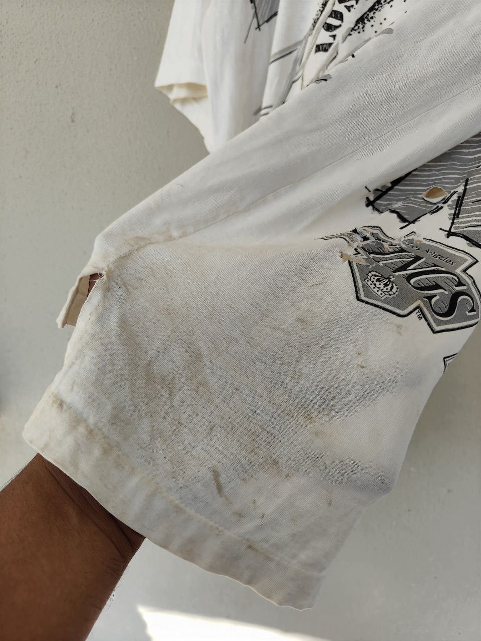 NHL TRASHED 1992 Vtg Overprint NHL La Kings worn T Size US XL / EU 56 / 4 - 13 Thumbnail