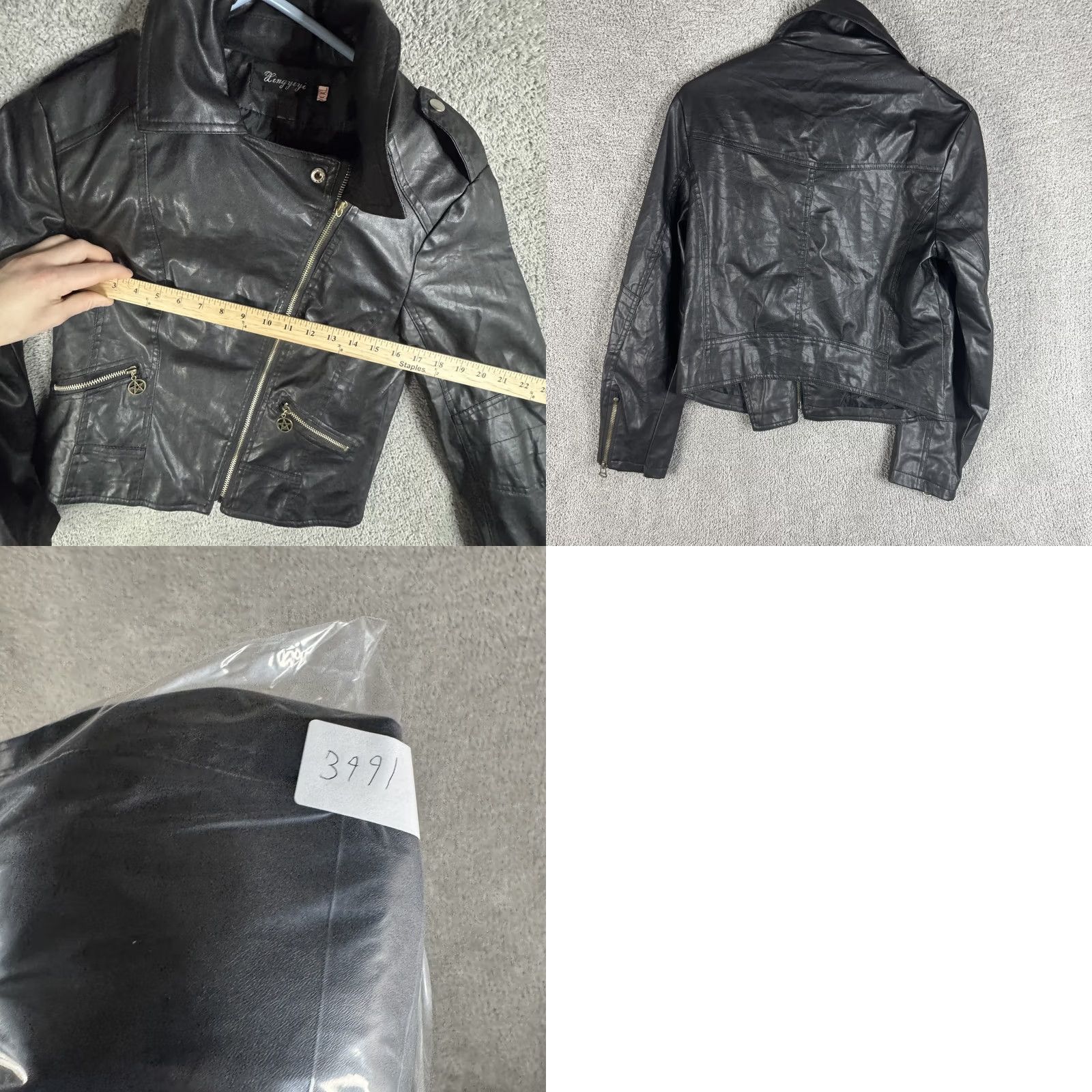 Vintage Xingyiyi Womens XXL Faux Leather Jacket Biker Asymmetrical Zip Short Moto Black Size XXL / US 16-18 / IT 52-54 - 9 Thumbnail