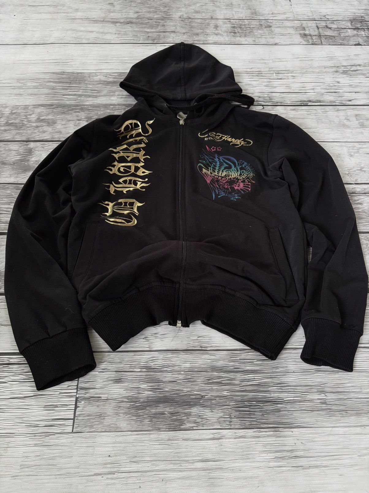VINTAGE ED HARDY AVANT GARDE 2000s ZIP UP HOODIE